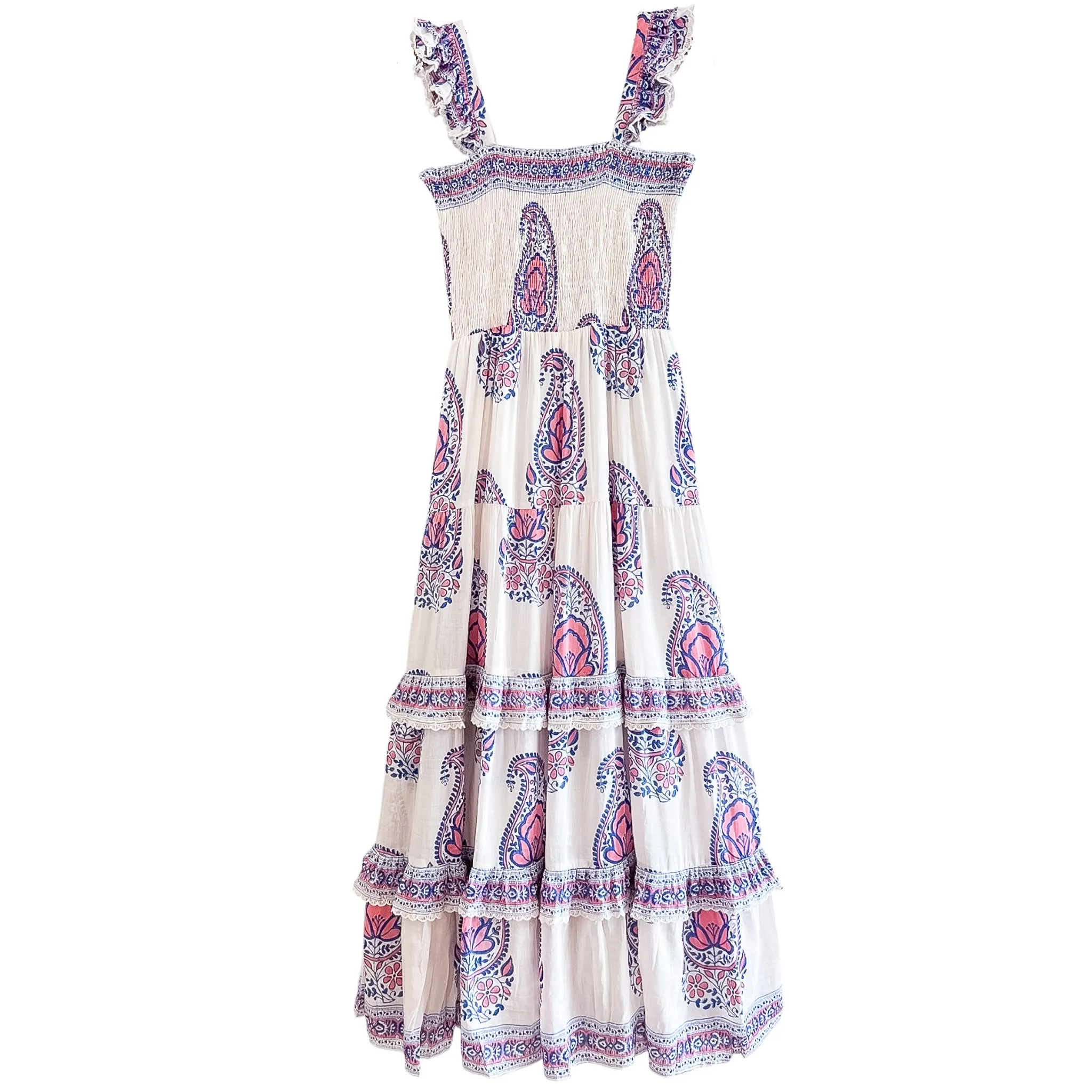 Christine Maxi Dress- Pink Navy Paisley sold by Alicia Bell