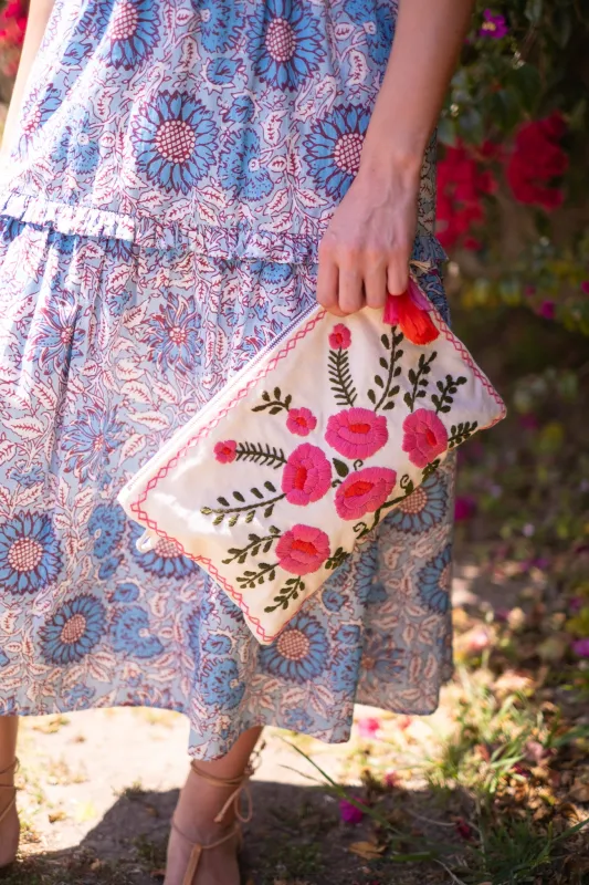Flower Embroidered Pouch - Preorder sold by Alicia Bell