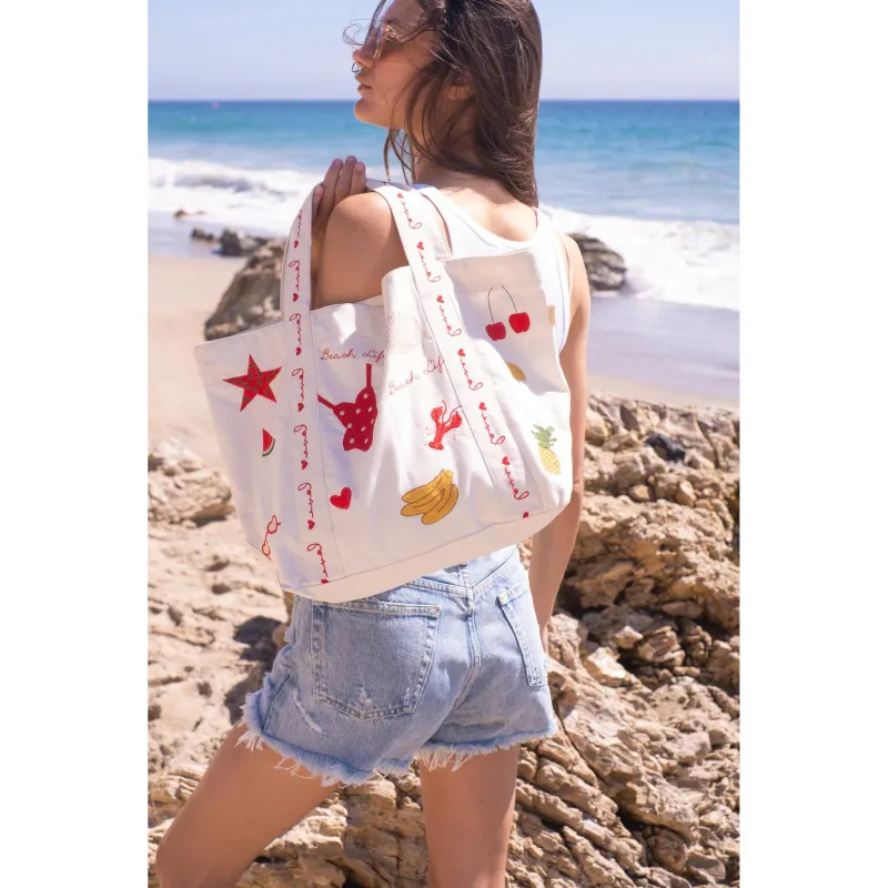 Medium Embroidered Beach Bag sold by Alicia Bell