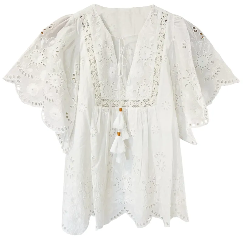 Angel Top- White Floral Eyelet sold by Alicia Bell