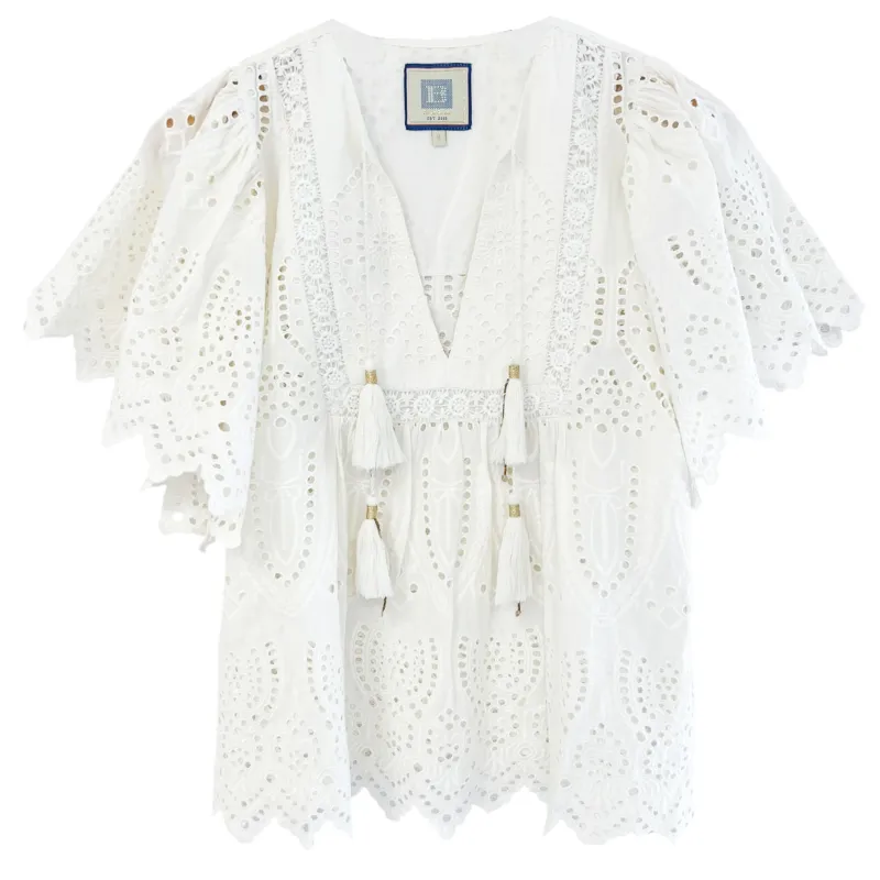Angel Top- White Art Deco Eyelet made by Alicia Bell