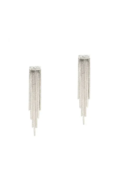 7 Strand Short Linear Drip Earrings with CZ Trim: Sterling Silver made by Alicia Bell