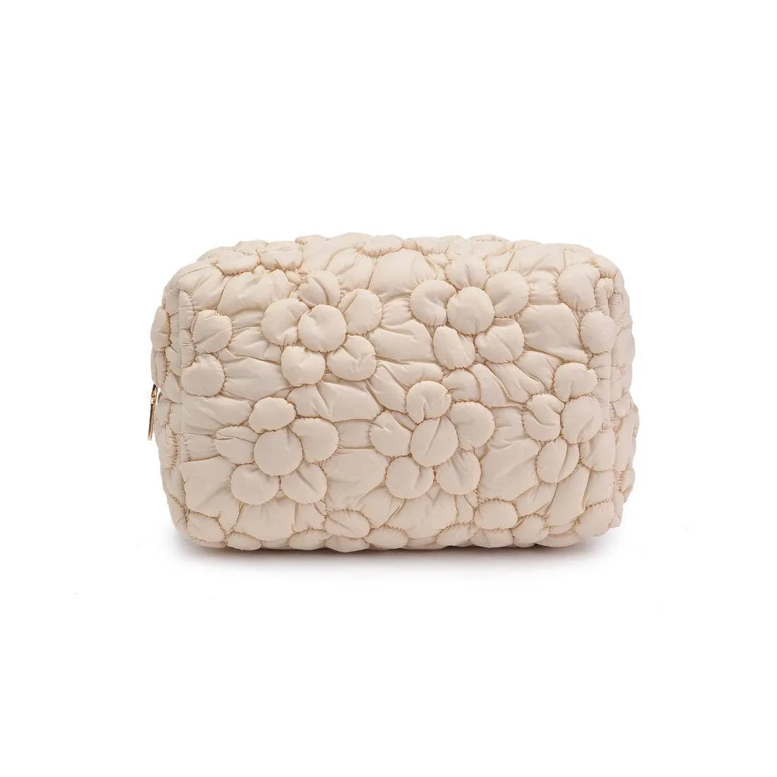 Flora Pop Nylon Cosmetic & Travel Organizer Pouch: Cream sold by Alicia Bell product image thumbnail 3