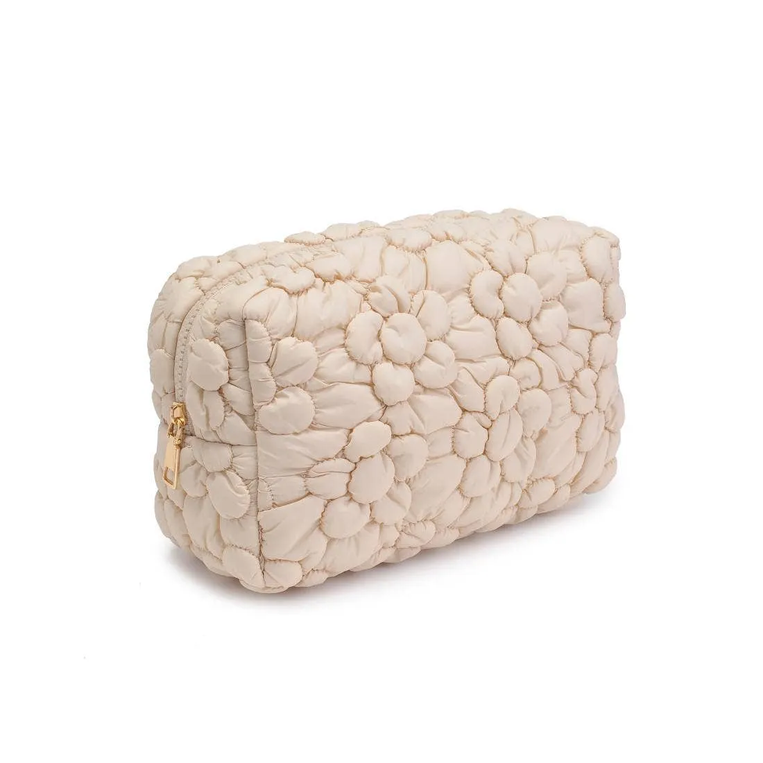 Flora Pop Nylon Cosmetic & Travel Organizer Pouch: Cream sold by Alicia Bell product image thumbnail 4