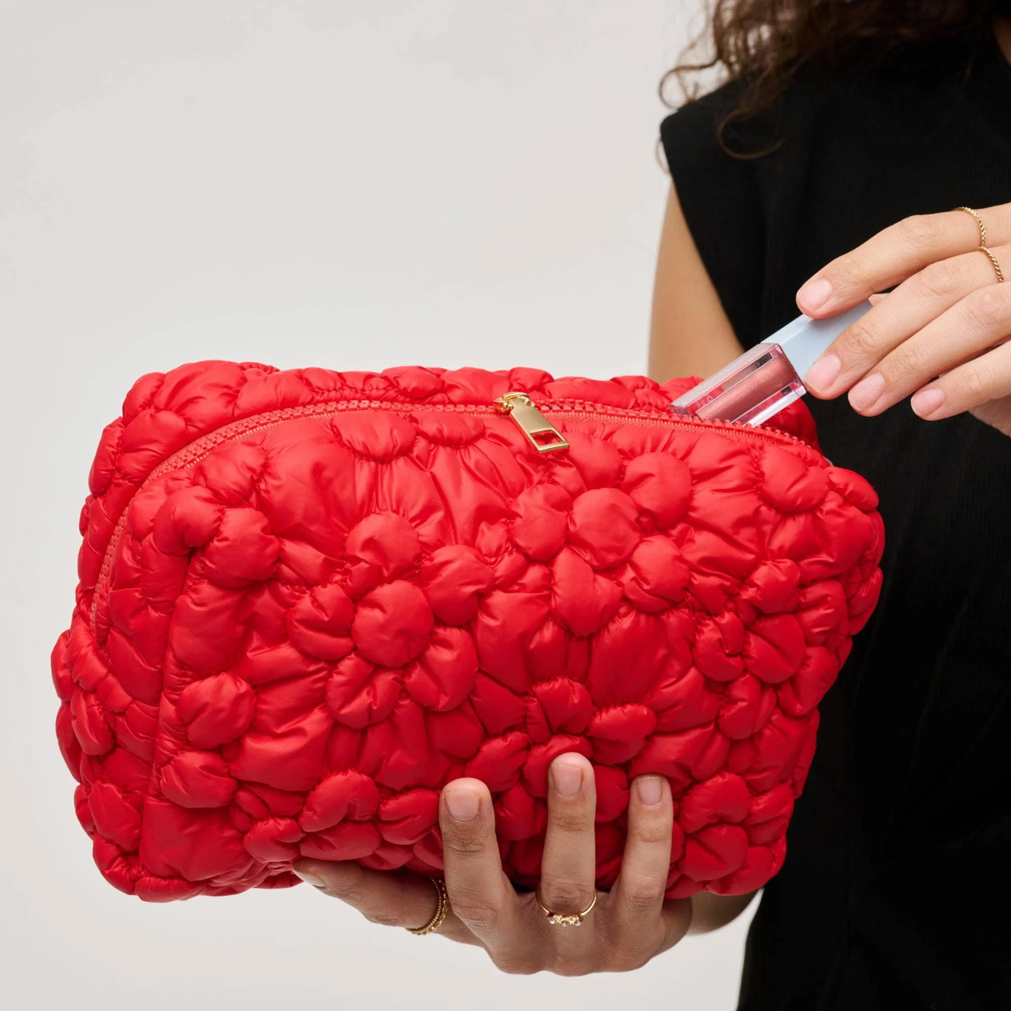 Flora Pop Nylon Cosmetic & Travel Organizer Pouch: Red sold by Alicia Bell