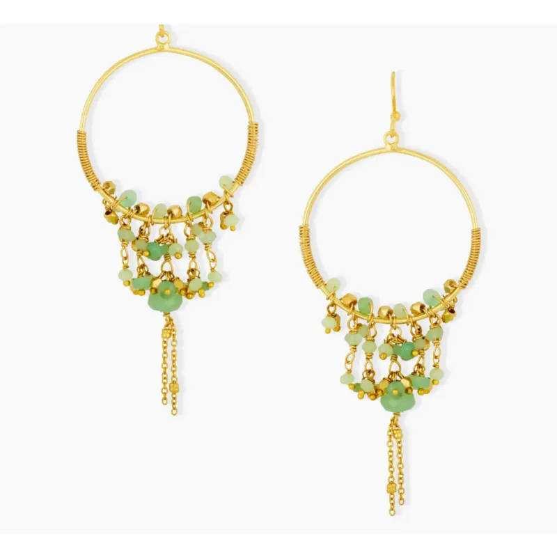 Destin Charm Hoop Earrings Green made by Alicia Bell