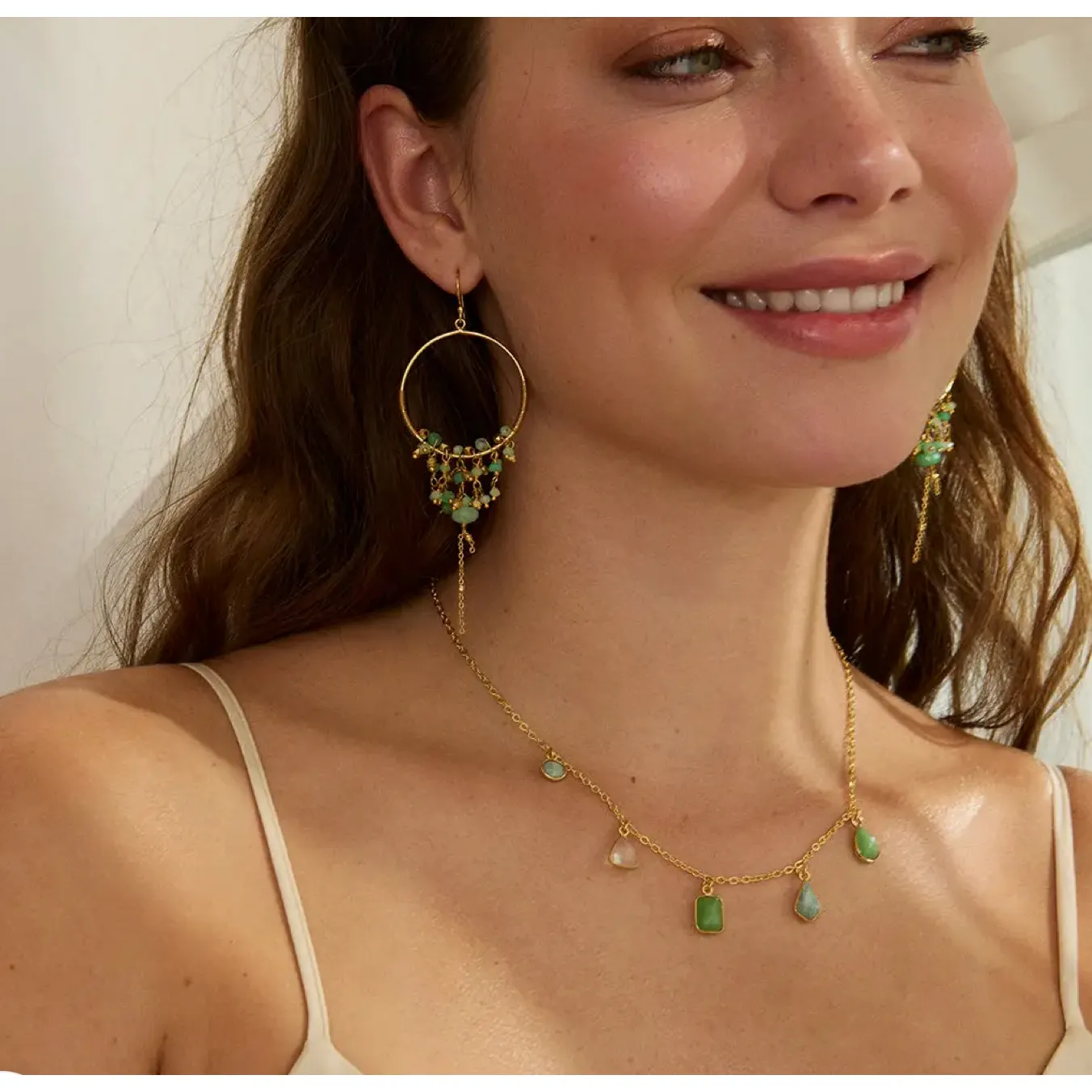 Destin Charm Hoop Earrings Green sold by Alicia Bell product image thumbnail 2