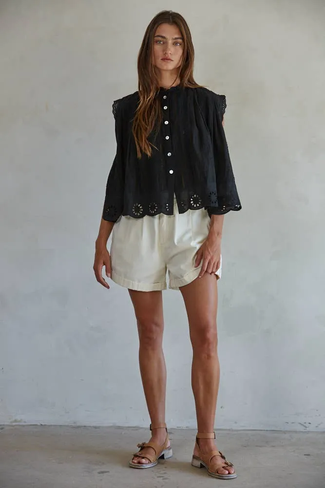 Woven Cotton Eyelet Buttondown Sleeveless Top sold by Alicia Bell product image thumbnail 2