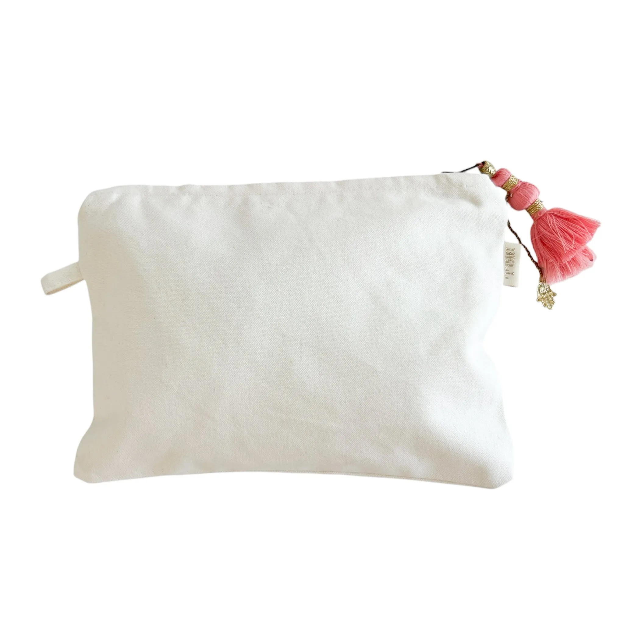 Small Canvas Zipper Pouch With Pink Tassel sold by Alicia Bell product image thumbnail 4