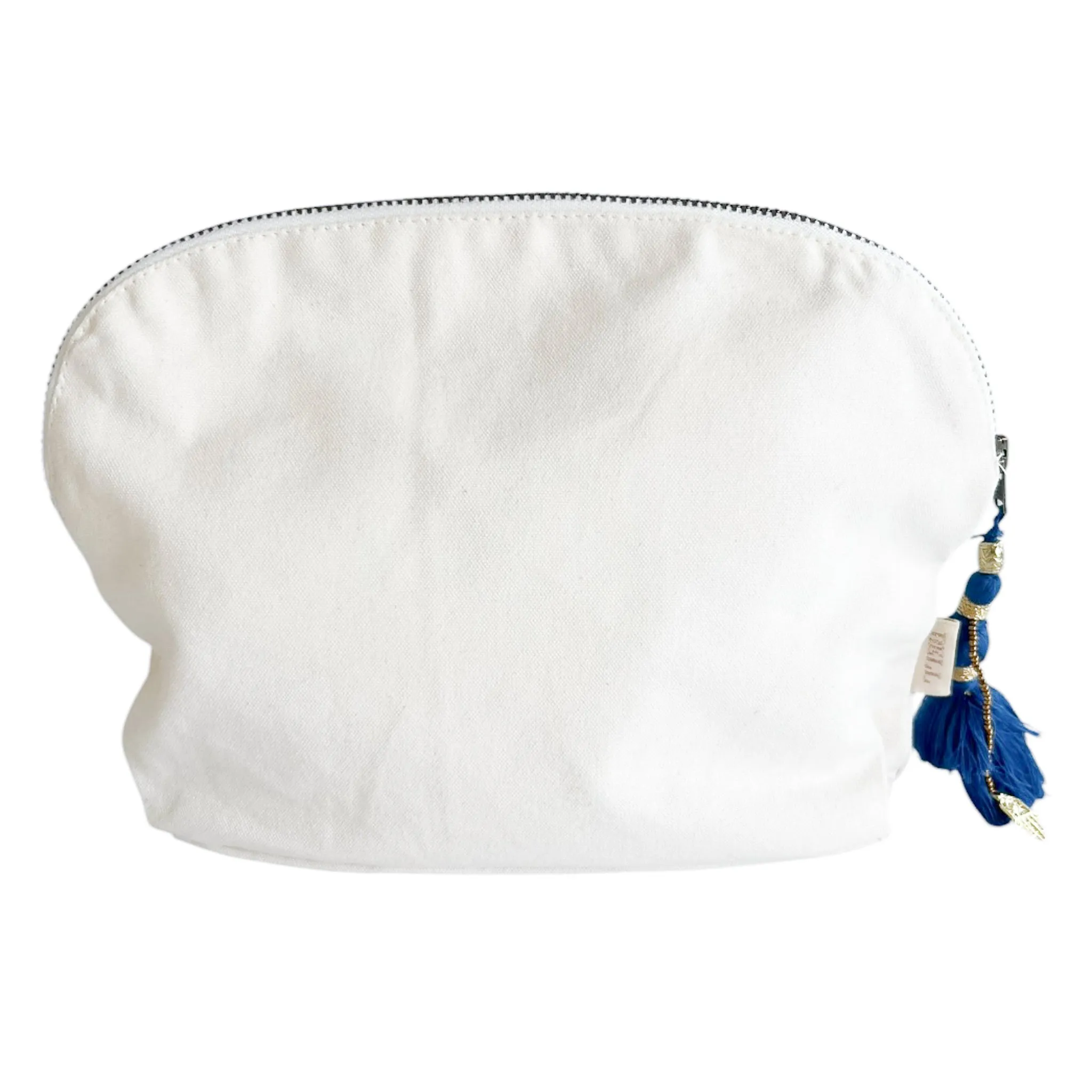 Canvas Clamshell Bag With Blue Tassel sold by Alicia Bell