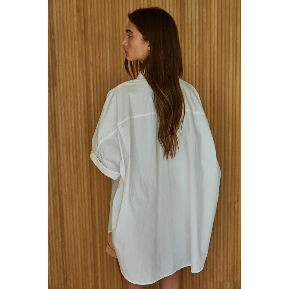 Woven 100% Cotton Oversized Cuff Hem Shirt: Off White sold by Alicia Bell product image thumbnail 3