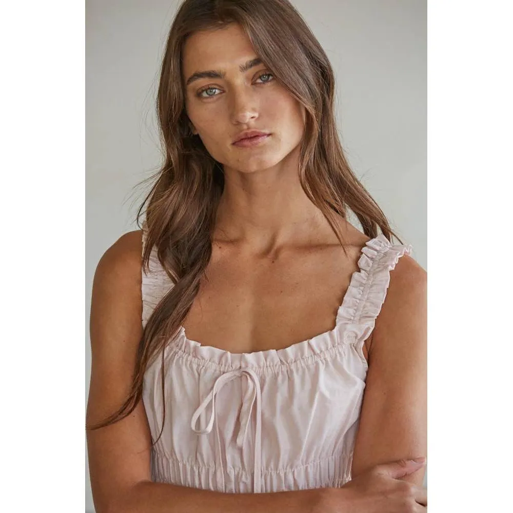 Woven Cotton Nylon Sweetheart Neck Sleeveless Dress: Blush sold by Alicia Bell product image thumbnail 2