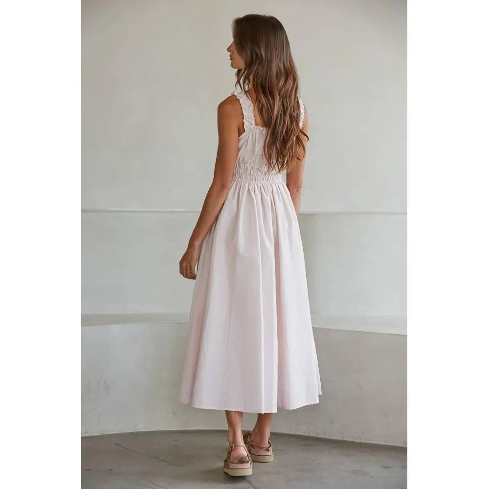 Woven Cotton Nylon Sweetheart Neck Sleeveless Dress: Blush sold by Alicia Bell product image thumbnail 3