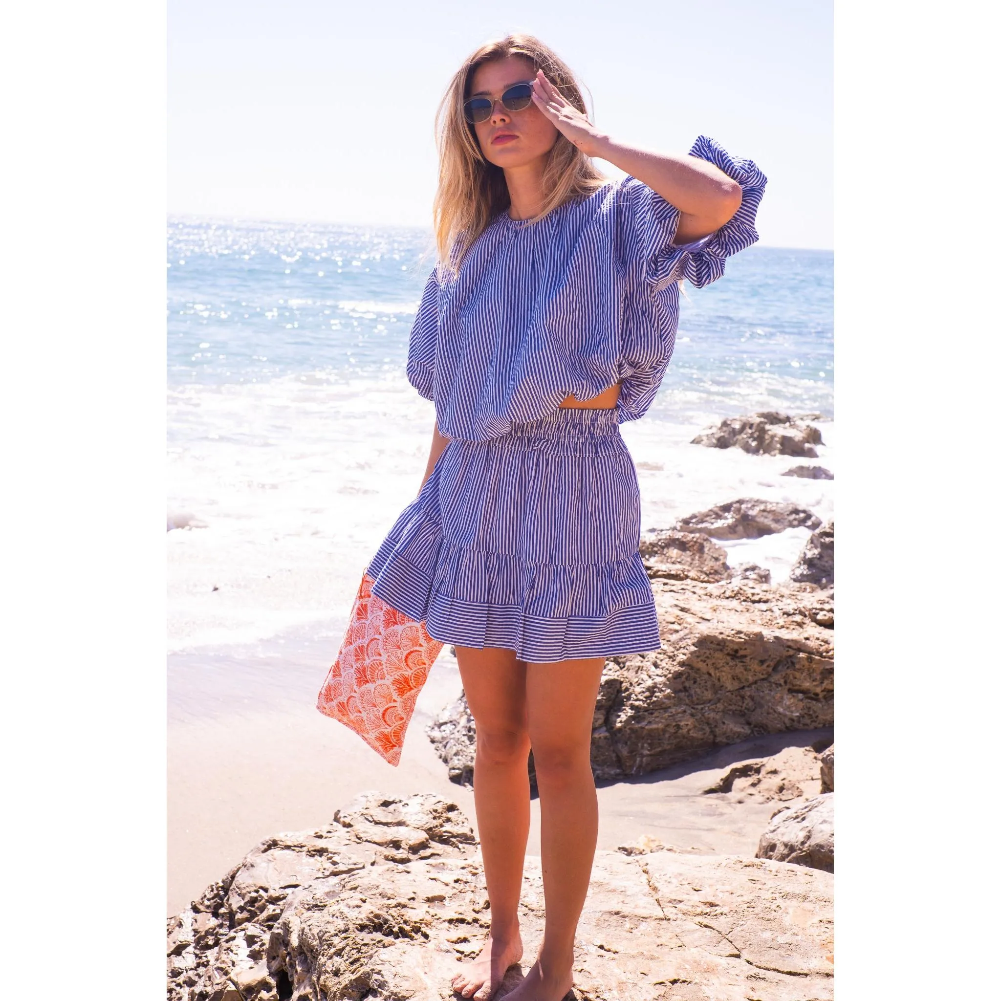 Navy Striped Balloon Top sold by Alicia Bell product image thumbnail 5