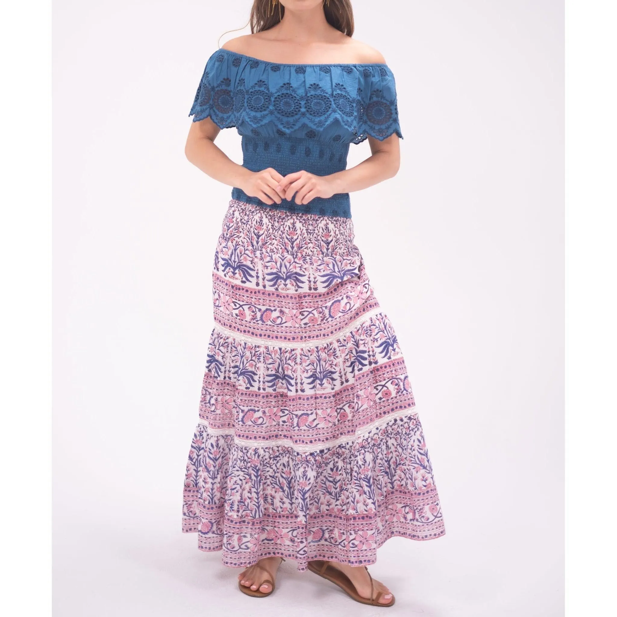 Pink / Blue Mandy Maxi Skirt sold by Alicia Bell product image thumbnail 4
