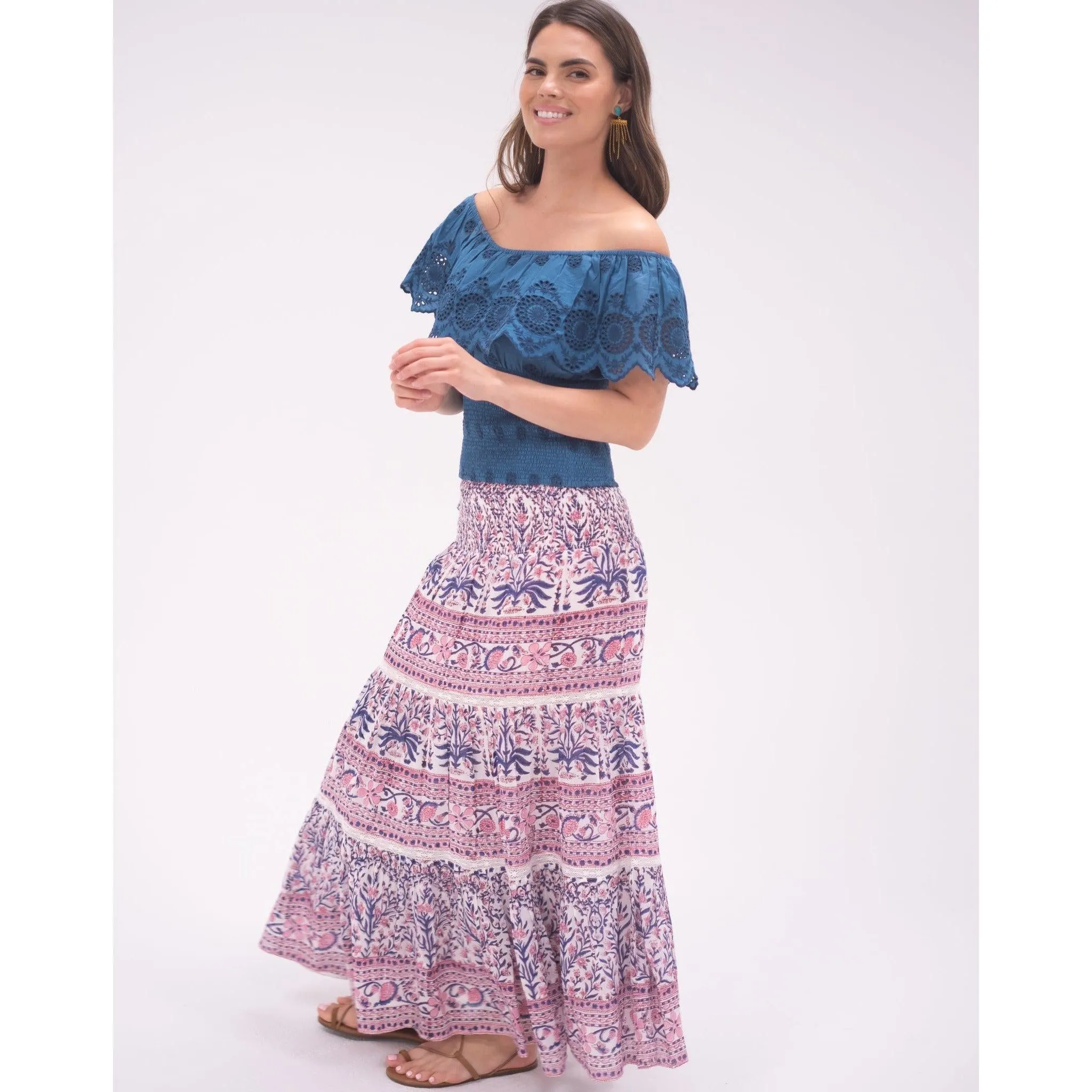 Pink / Blue Mandy Maxi Skirt sold by Alicia Bell product image thumbnail 2