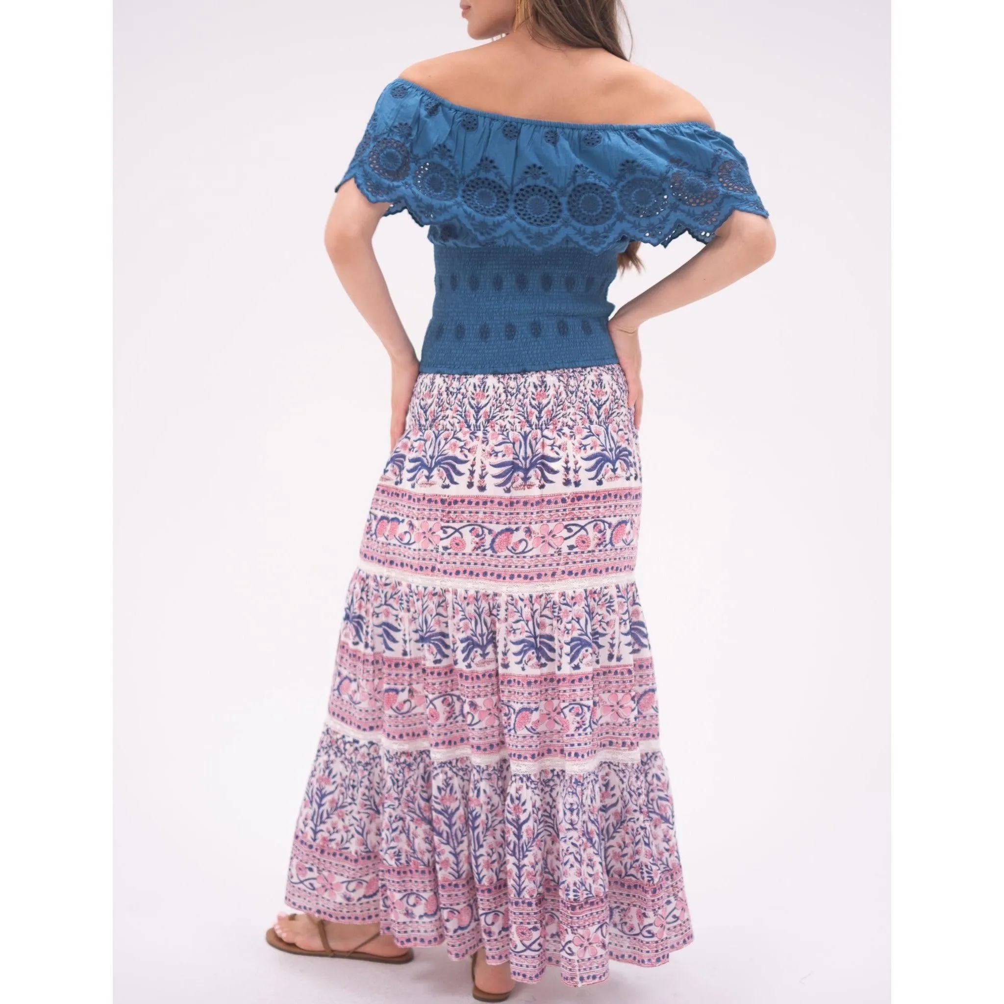 Pink / Blue Mandy Maxi Skirt sold by Alicia Bell product image thumbnail 3