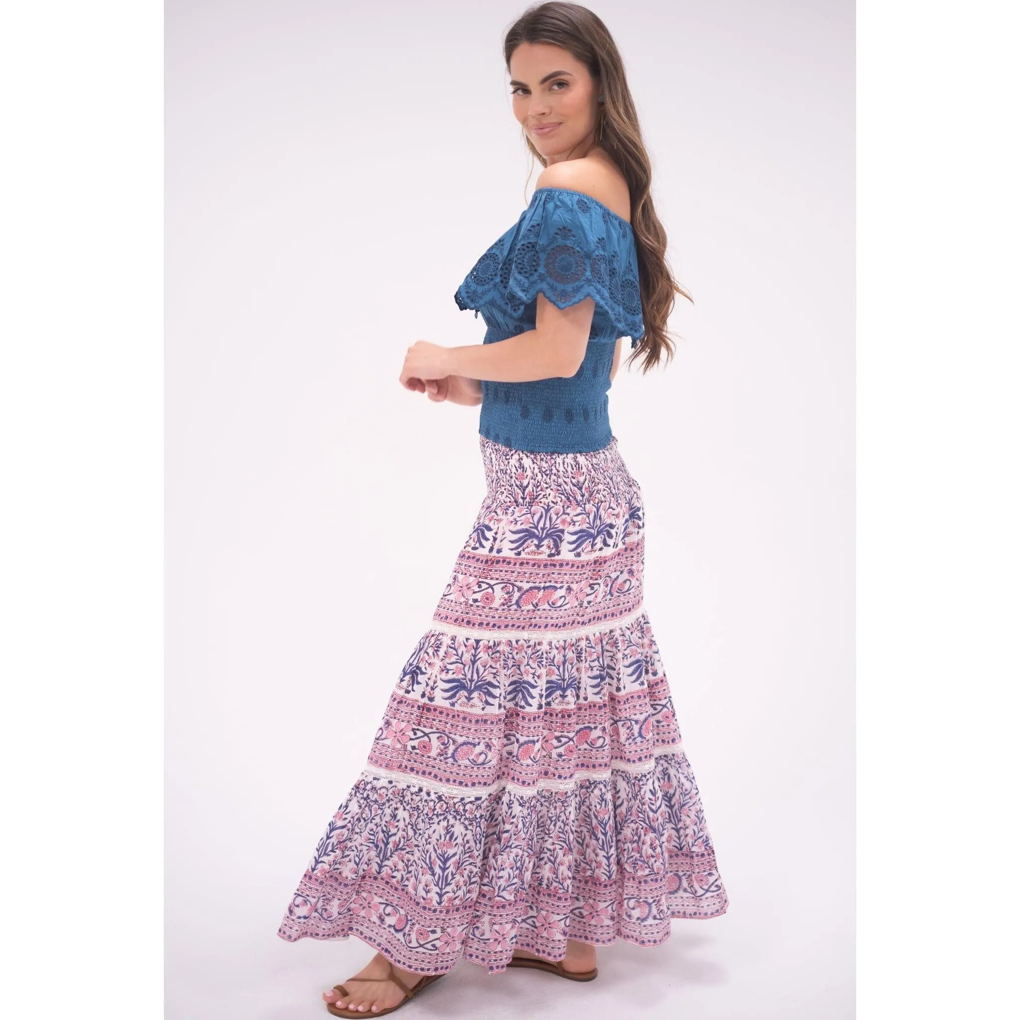Pink / Blue Mandy Maxi Skirt sold by Alicia Bell product image thumbnail 5