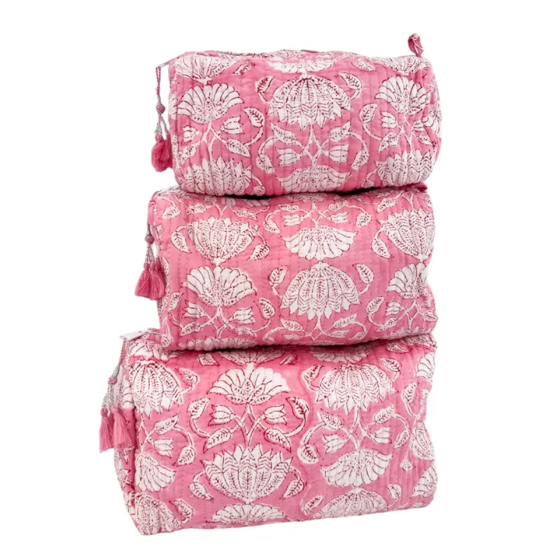 3 Piece Cosmetic Bag- Pink Azalea sold by Alicia Bell