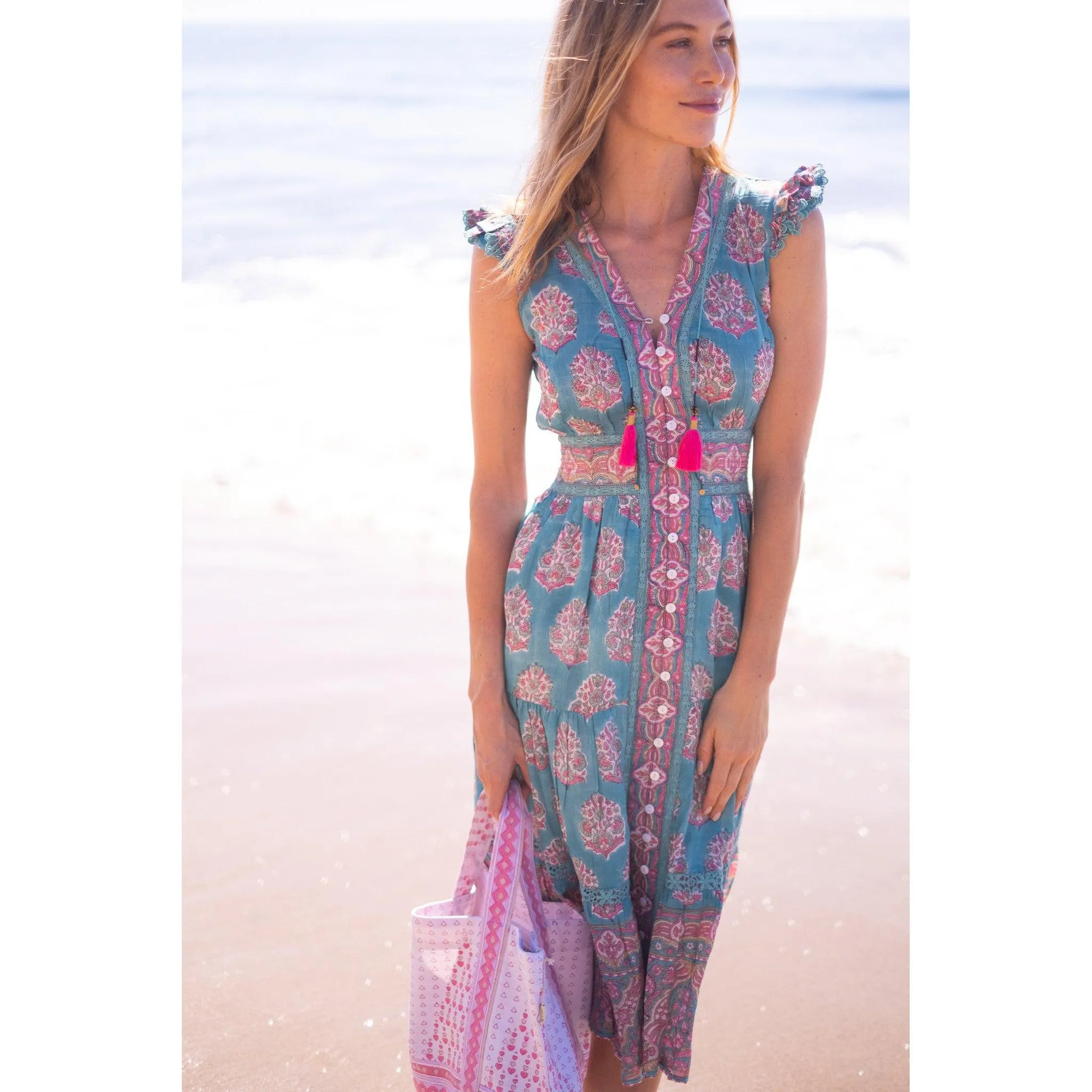 Teal Blake Midi Dress sold by Alicia Bell product image thumbnail 2