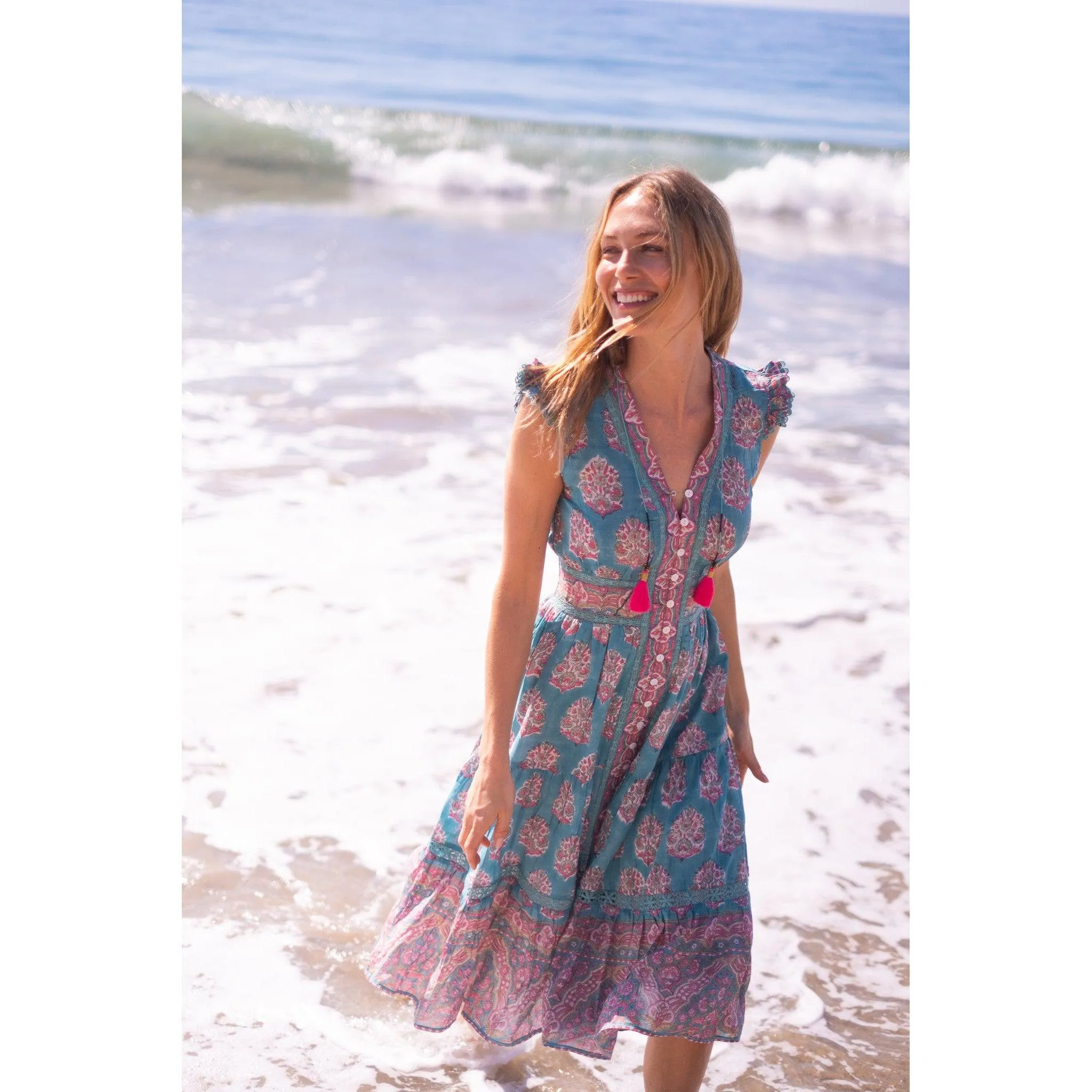 Teal Blake Midi Dress sold by Alicia Bell