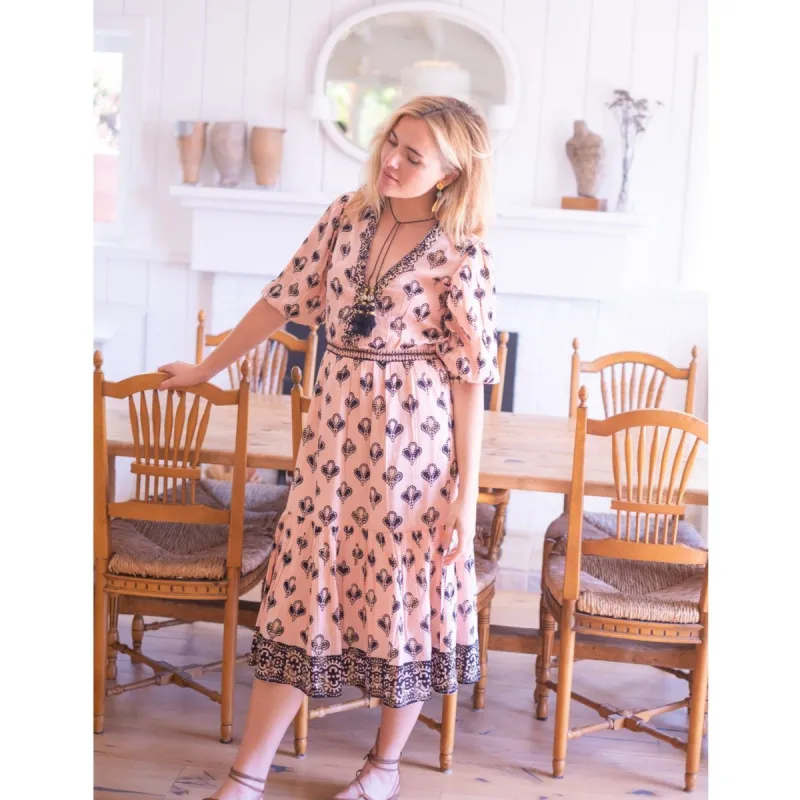 Peach/Black Pippa Midi Dress sold by Alicia Bell