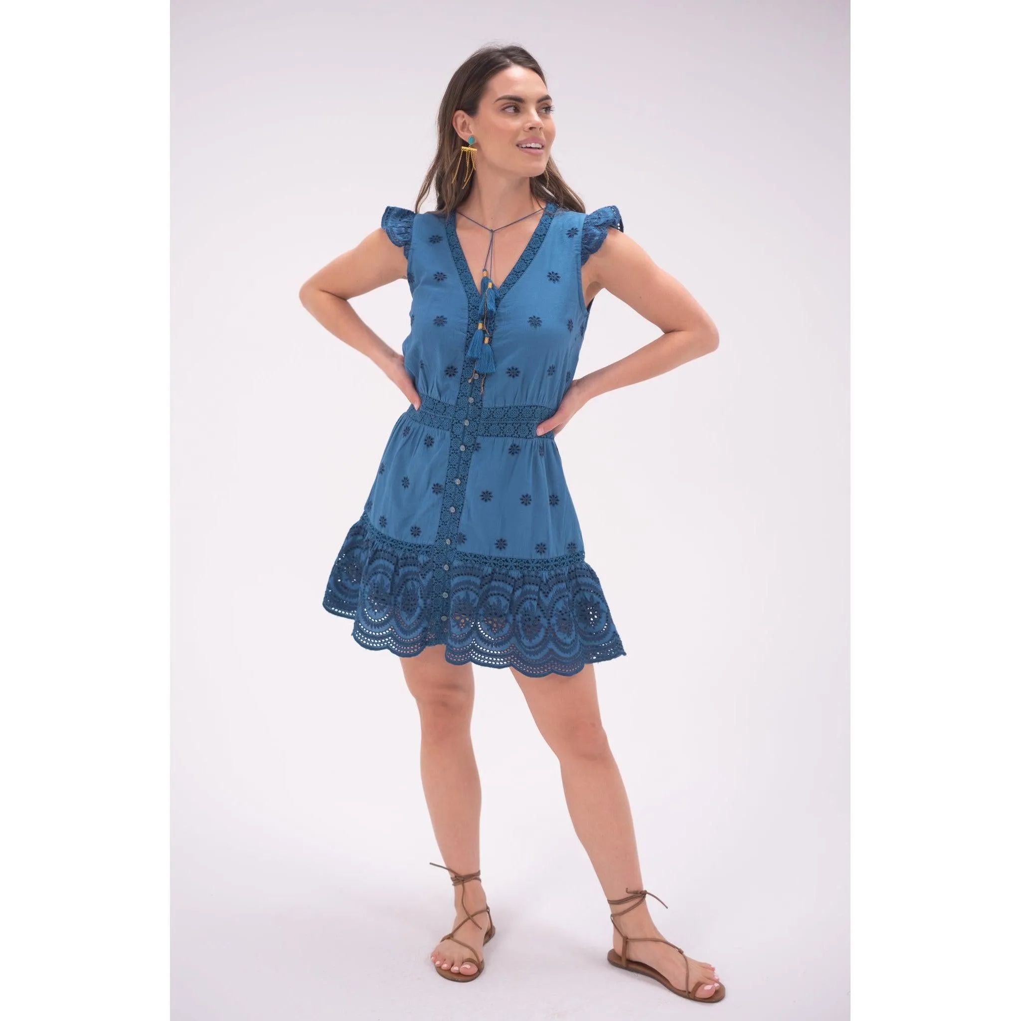 Turquoise Adie Mini Dress sold by Alicia Bell product image thumbnail 4