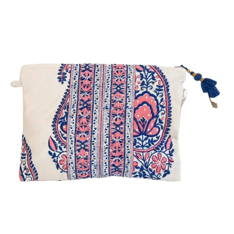 Paisley Large Zipper Pouch With Embroidery sold by Alicia Bell