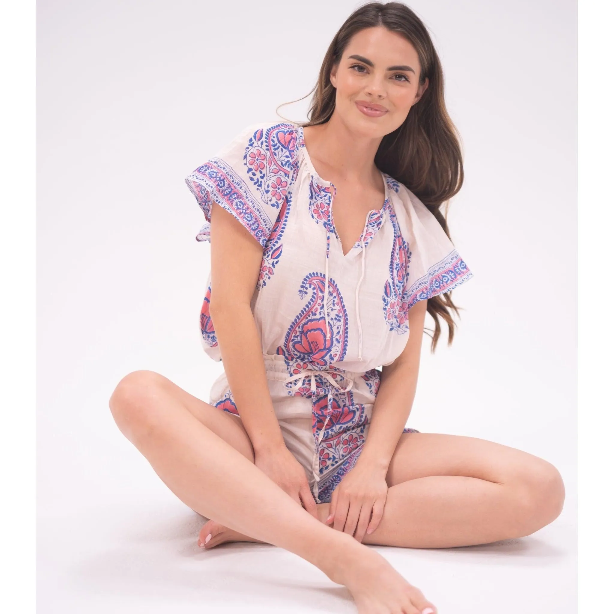Paisley Pjs Rita Top and Piped Shorts sold by Alicia Bell product image thumbnail 3