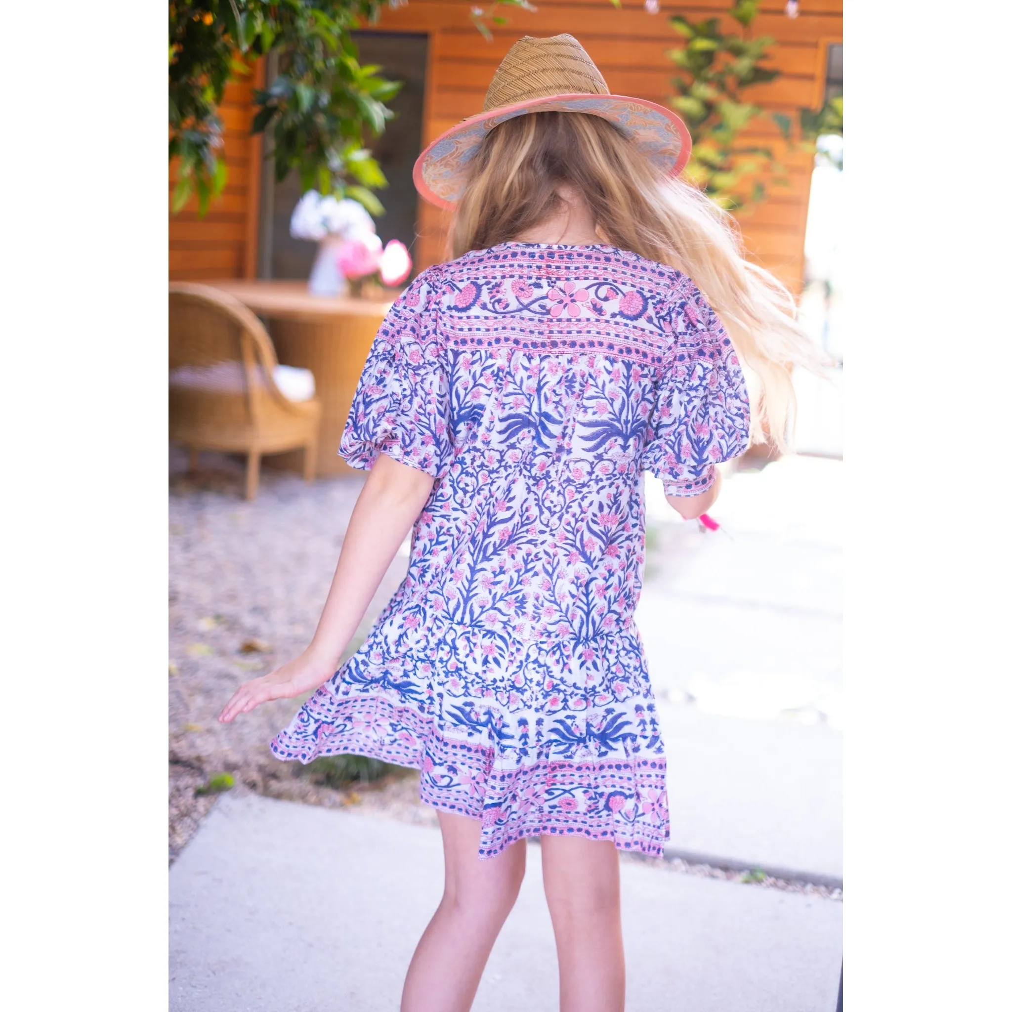 Pink/Blue Fran Flounce Dress sold by Alicia Bell product image thumbnail 4