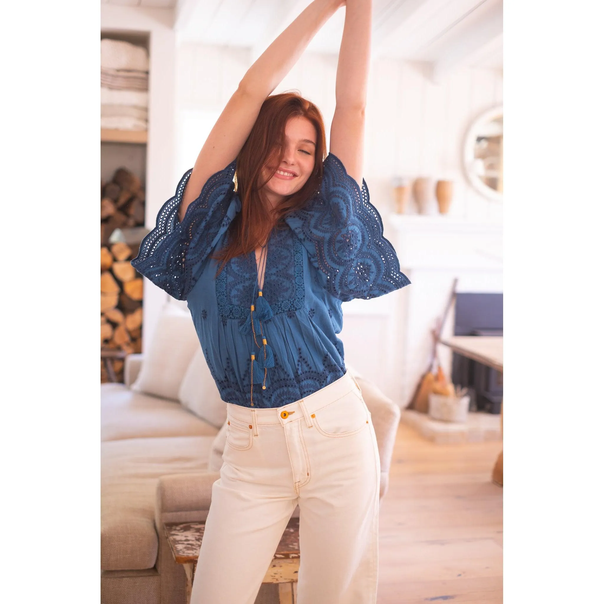 Angel Top- Navy Eyelet sold by Alicia Bell product image thumbnail 3