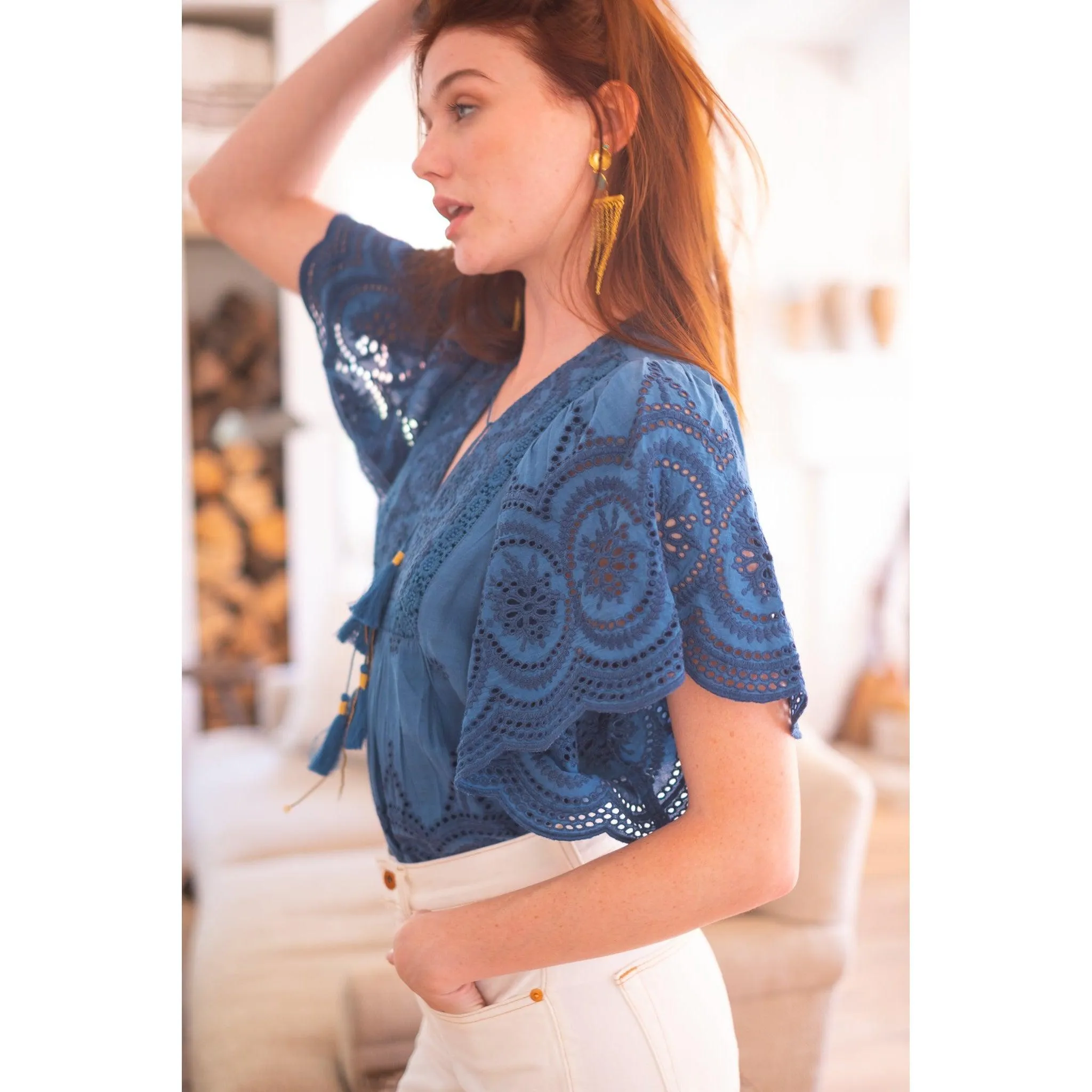 Angel Top- Navy Eyelet sold by Alicia Bell product image thumbnail 2