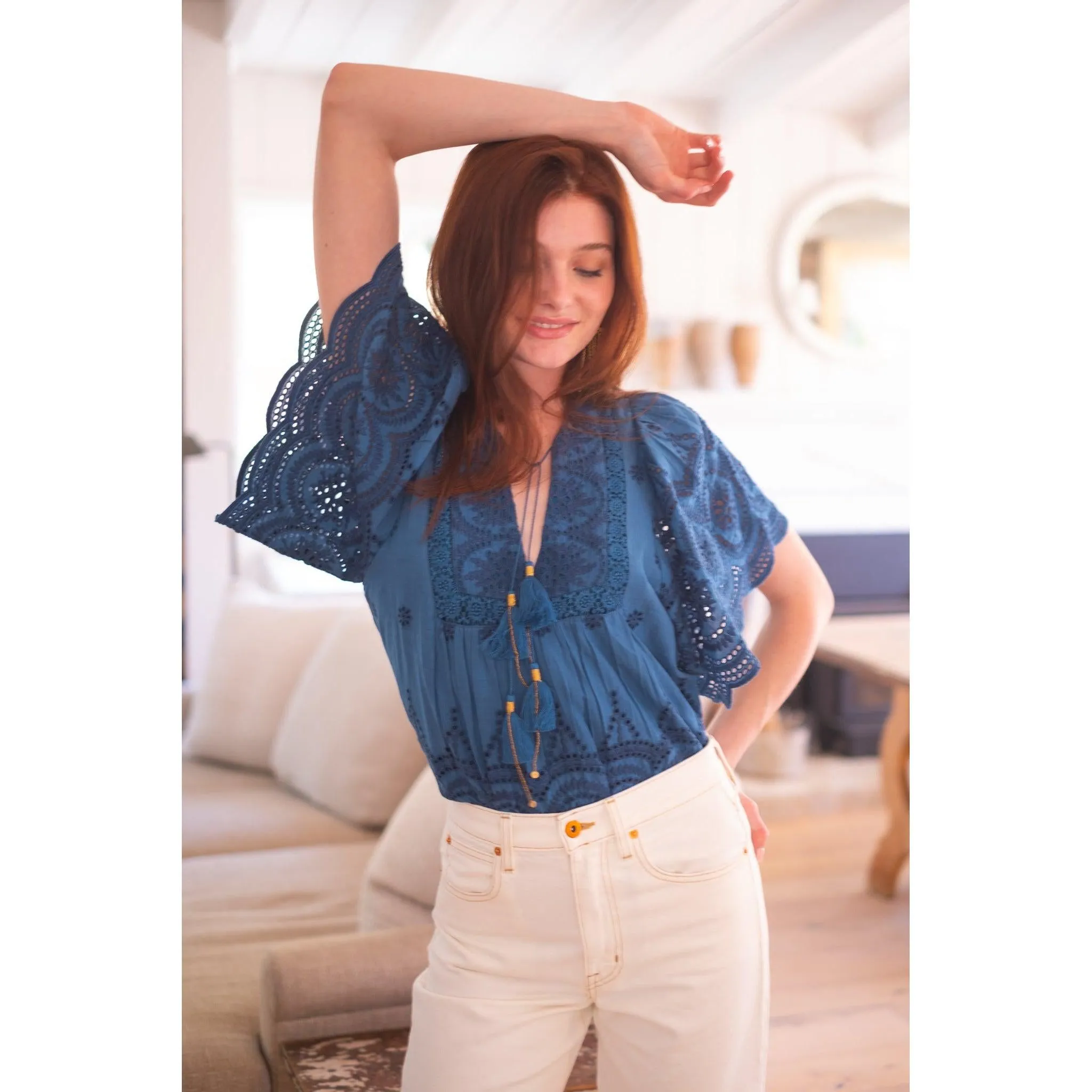 Angel Top- Navy Eyelet sold by Alicia Bell product image thumbnail 4