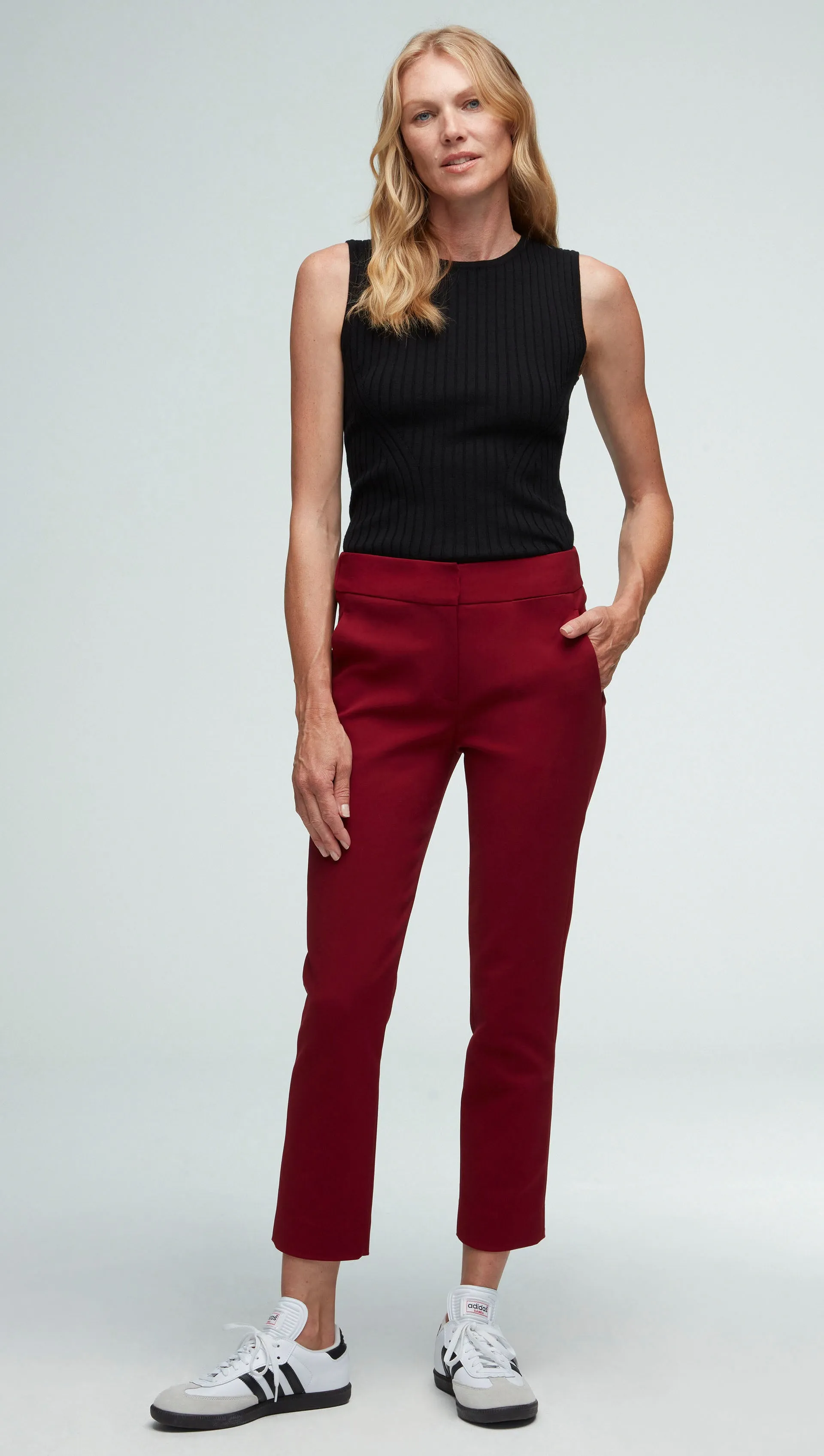 Flex Waist Trouser in Performance Cotton | Merlot sold by Argent