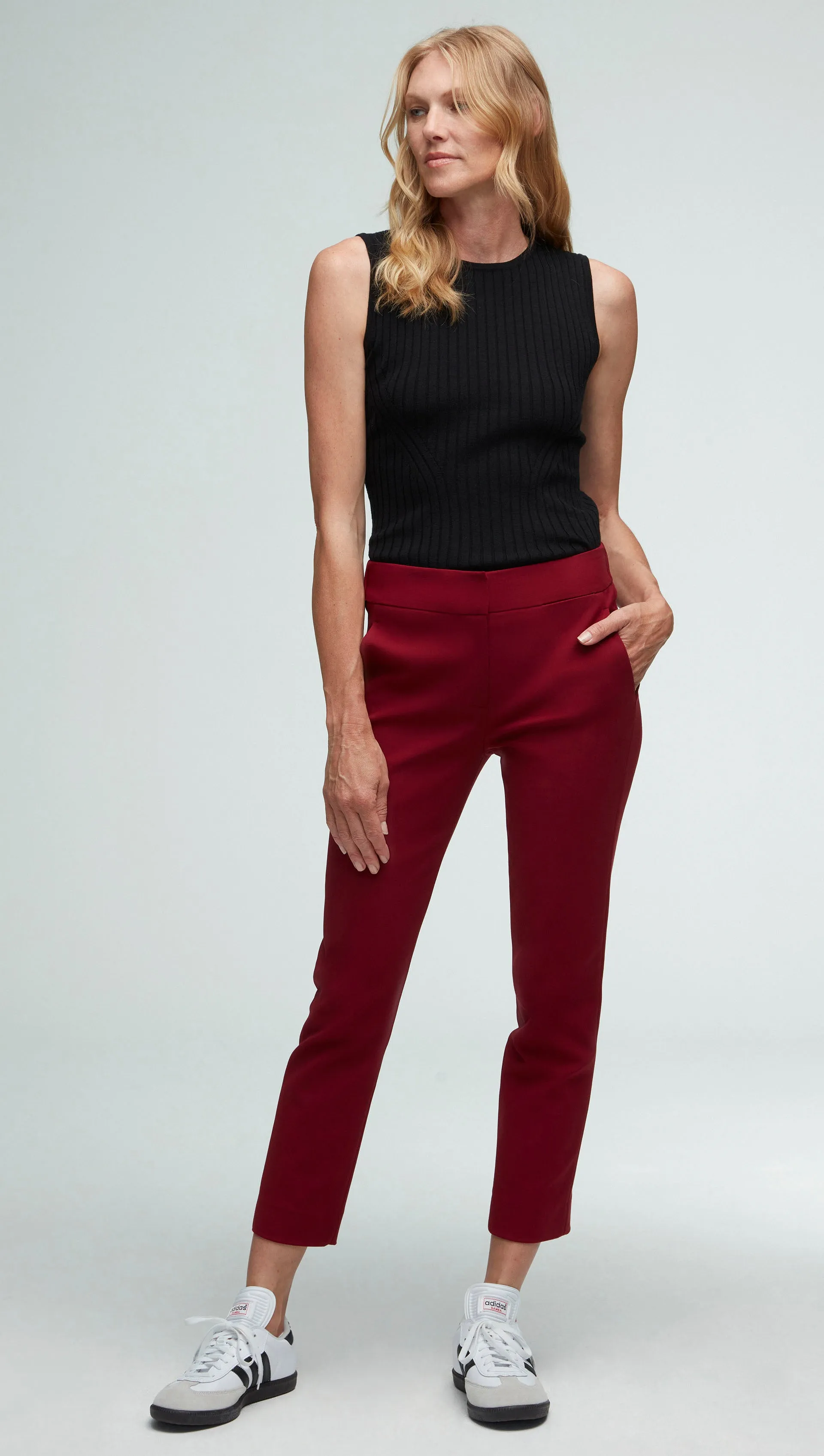 Flex Waist Trouser in Performance Cotton | Merlot sold by Argent product image thumbnail 2