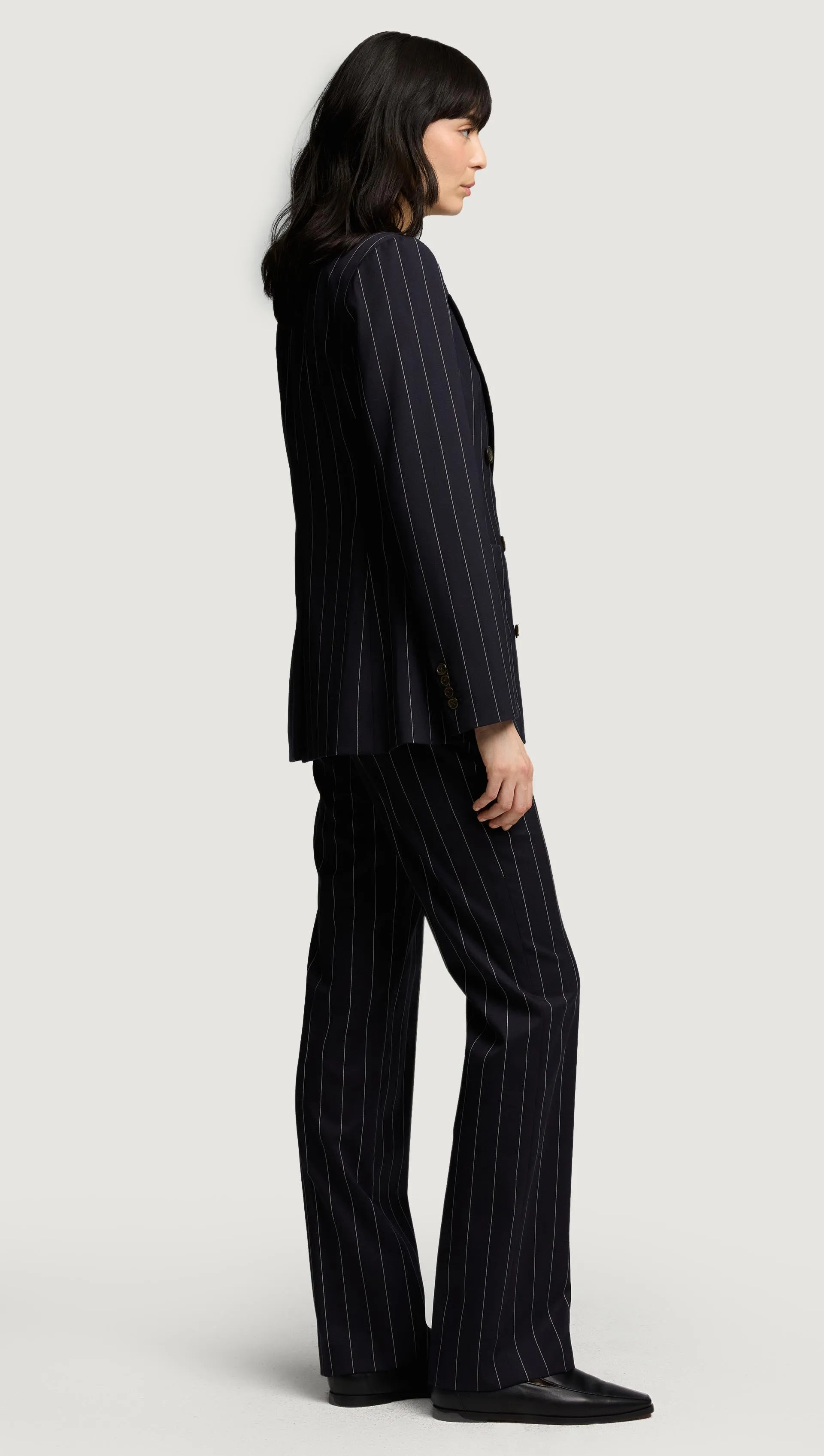 Chelsea Blazer in Stretch Wool | Navy Pinstripe sold by Argent product image thumbnail 4