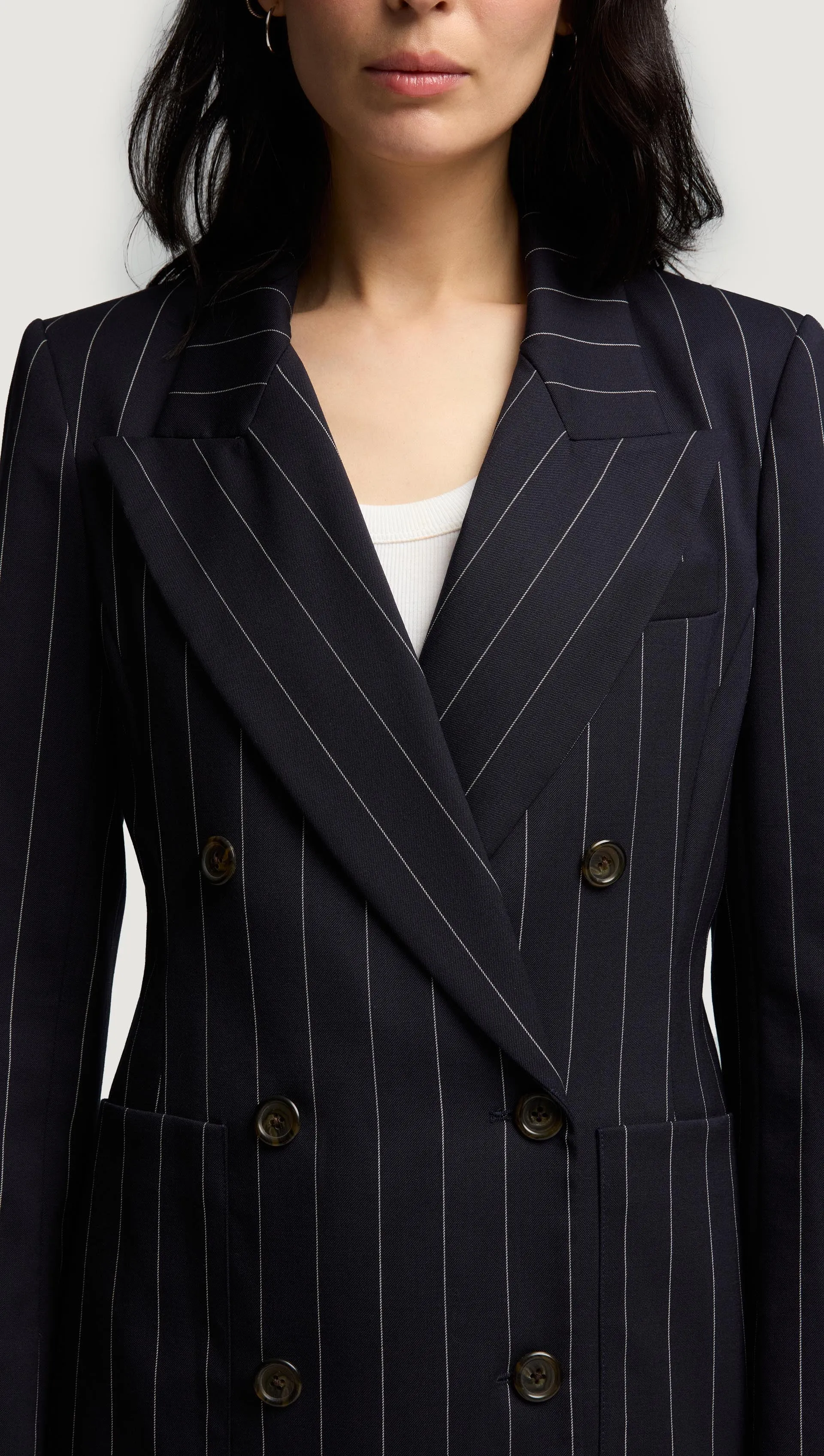 Chelsea Blazer in Stretch Wool | Navy Pinstripe sold by Argent product image thumbnail 5