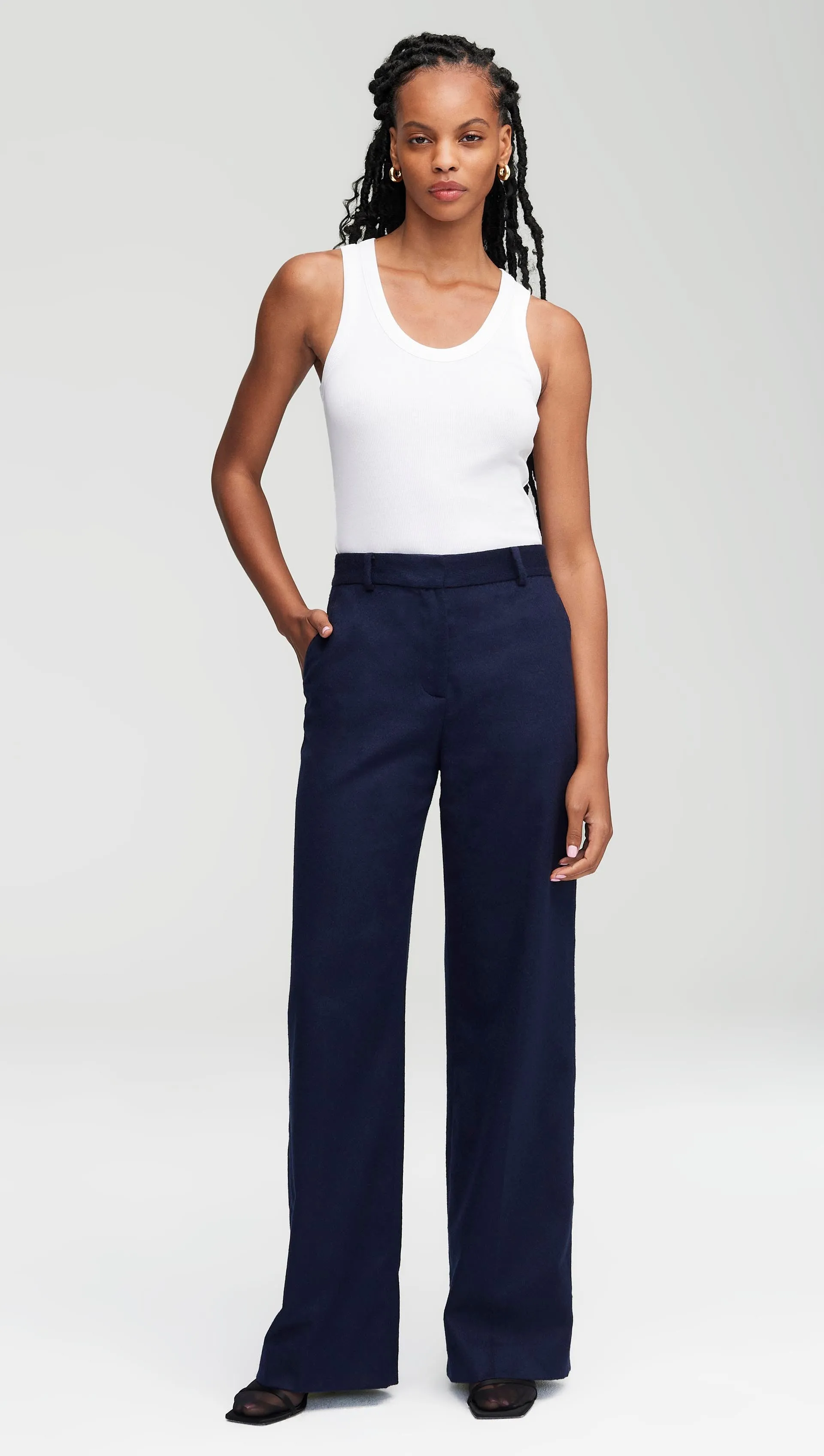 Soho Trouser in Textured Wool | Navy sold by Argent