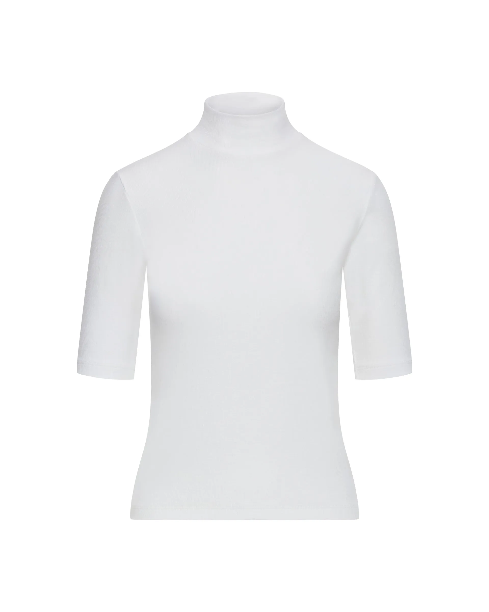 Mock Neck Tee in Ribbed Cotton | White sold by Argent product image thumbnail 4