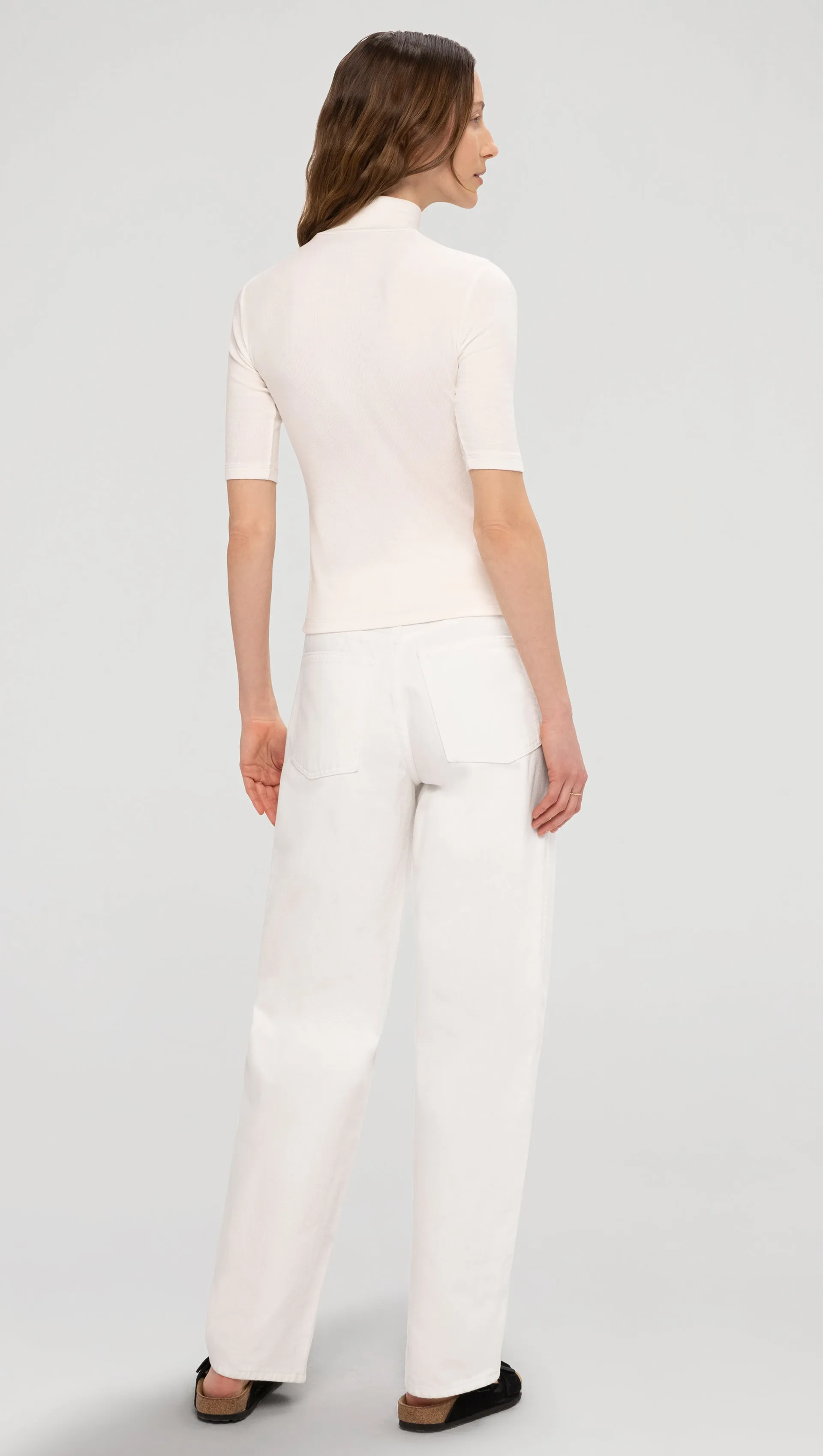 Mock Neck Tee in Ribbed Cotton | White sold by Argent product image thumbnail 3