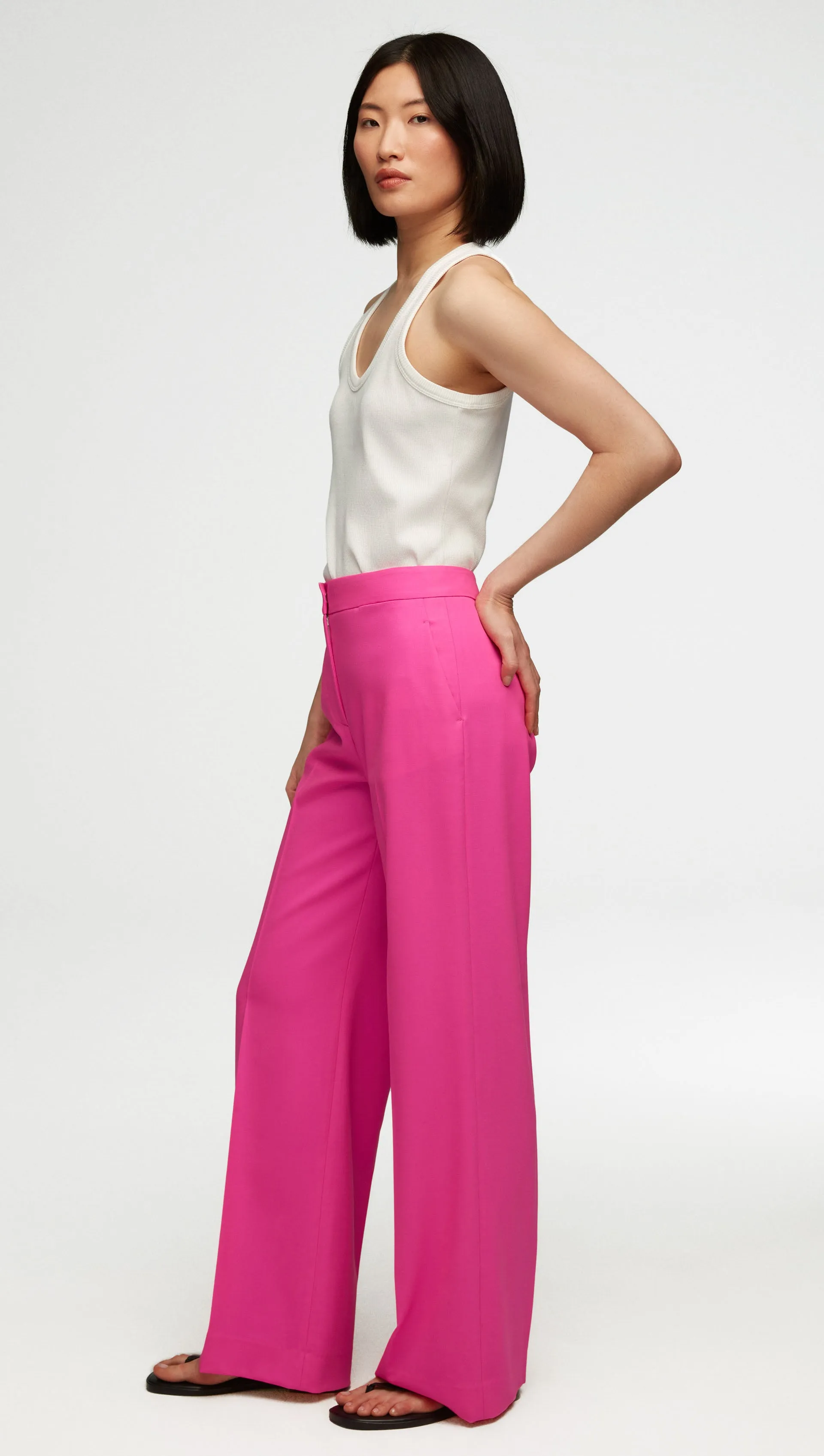 Wide Leg Trouser in Seasonless Wool | Bright Pink sold by Argent product image thumbnail 2