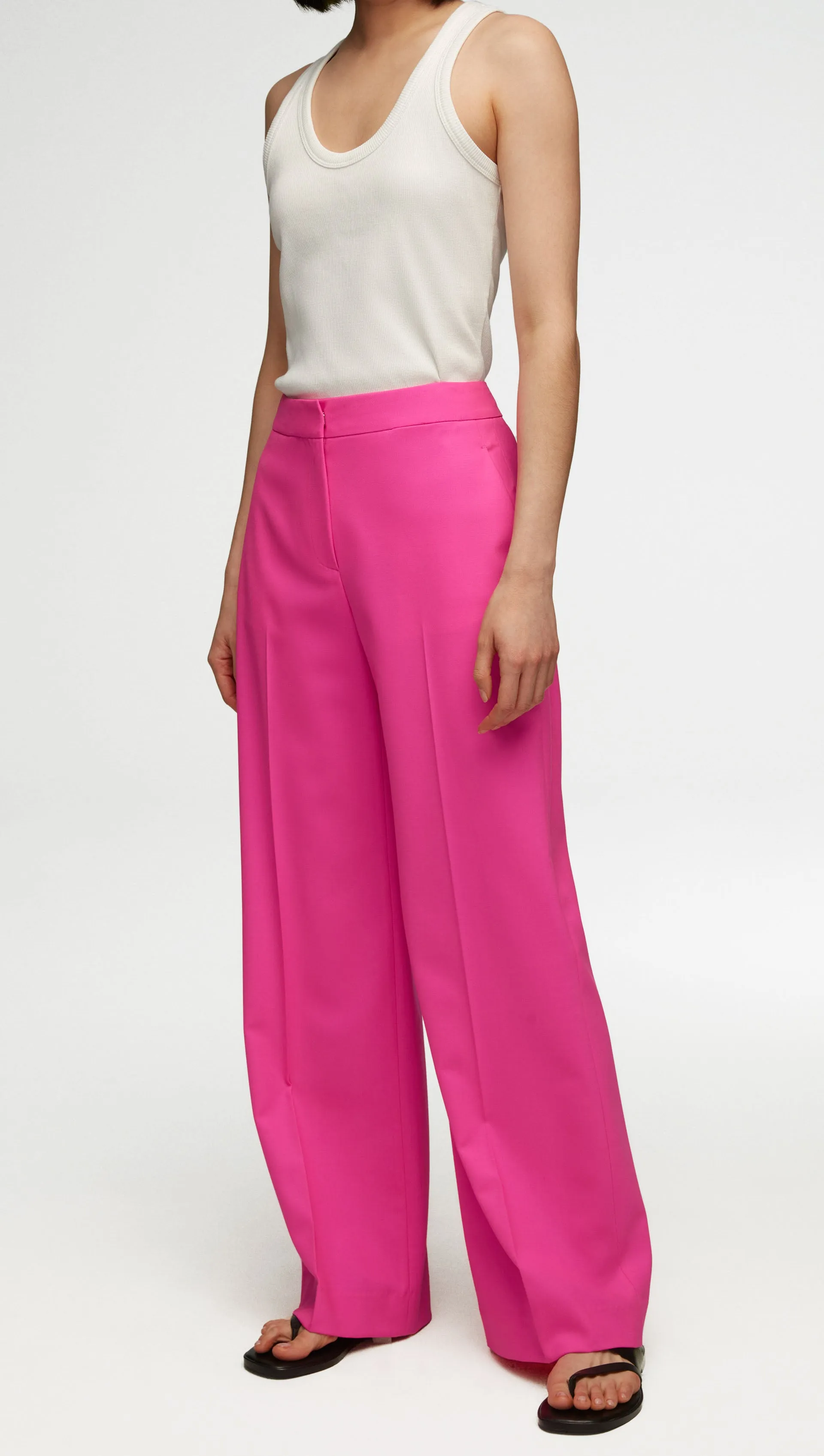 Wide Leg Trouser in Seasonless Wool | Bright Pink sold by Argent product image thumbnail 4