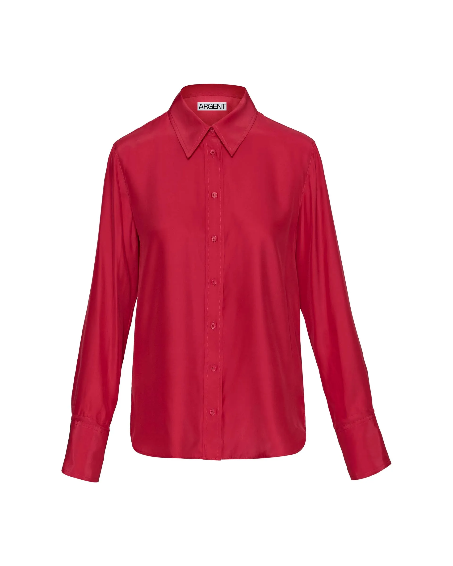 Slim Blouse in Matte-side Silk Charmeuse | Raspberry sold by Argent product image thumbnail 4
