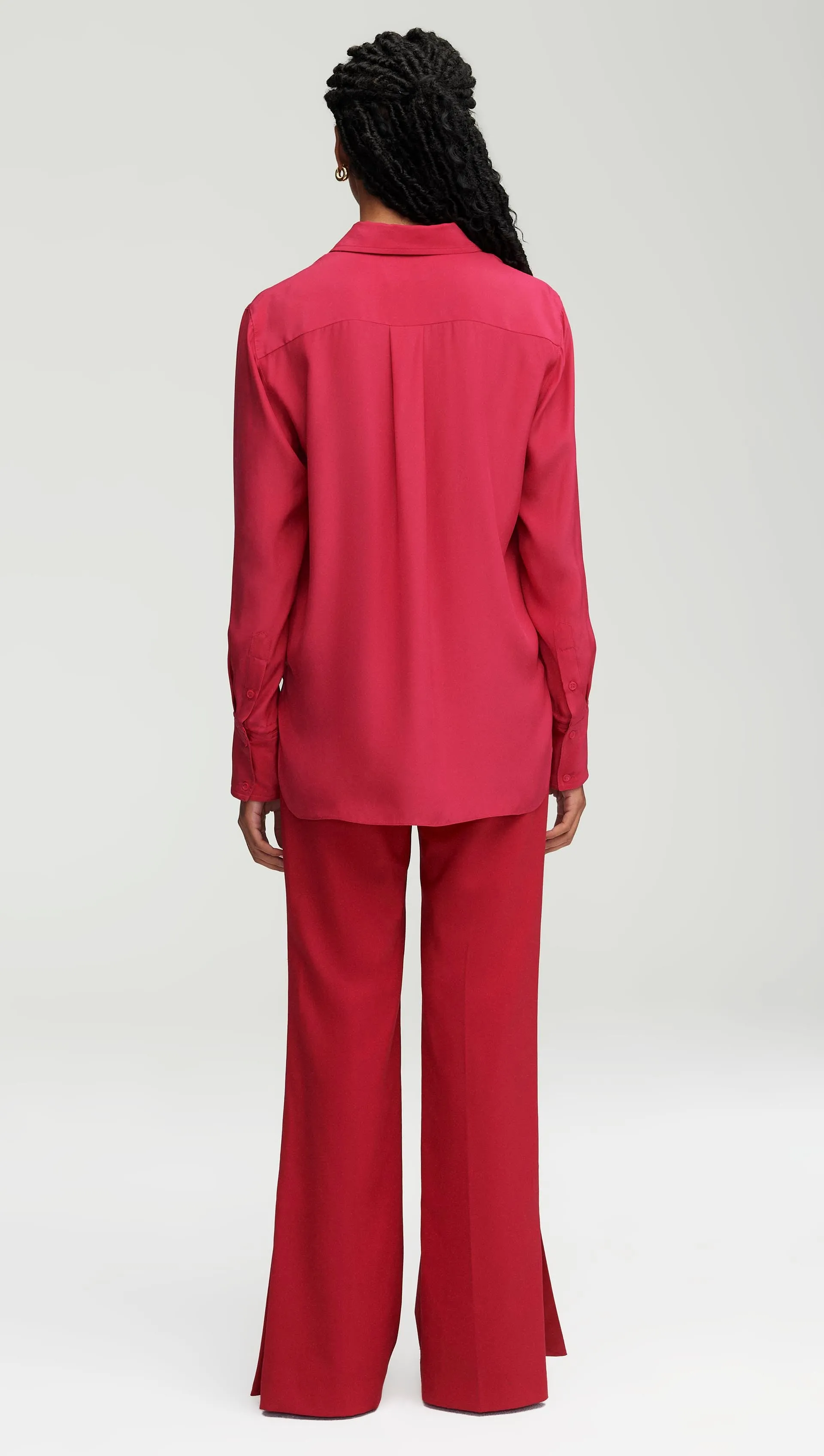 Slim Blouse in Matte-side Silk Charmeuse | Raspberry sold by Argent product image thumbnail 3