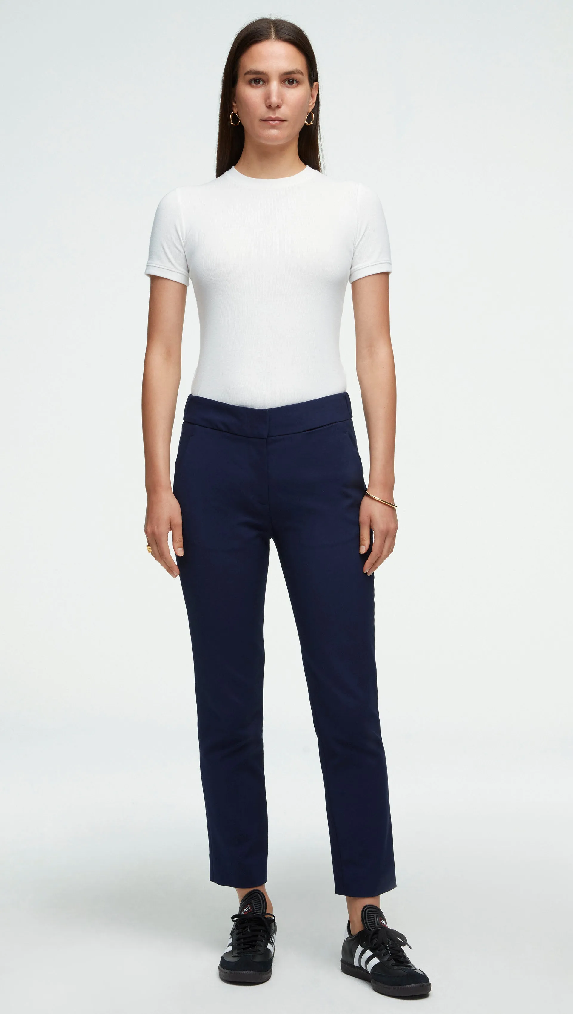 Flex Waist Trouser in Performance Cotton | Navy sold by Argent