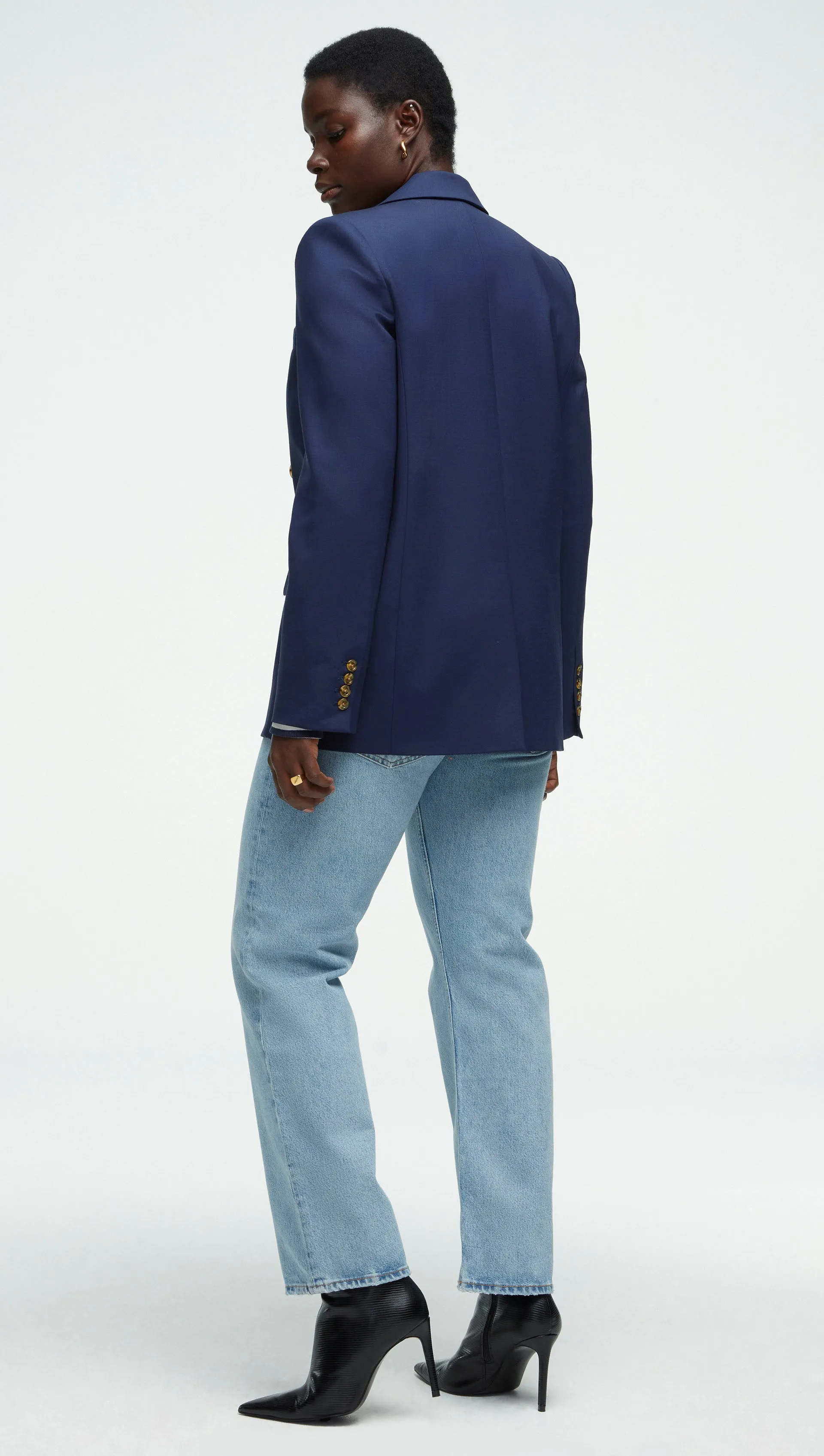 Peak Lapel Blazer in Seasonless Wool | Navy sold by Argent product image thumbnail 2