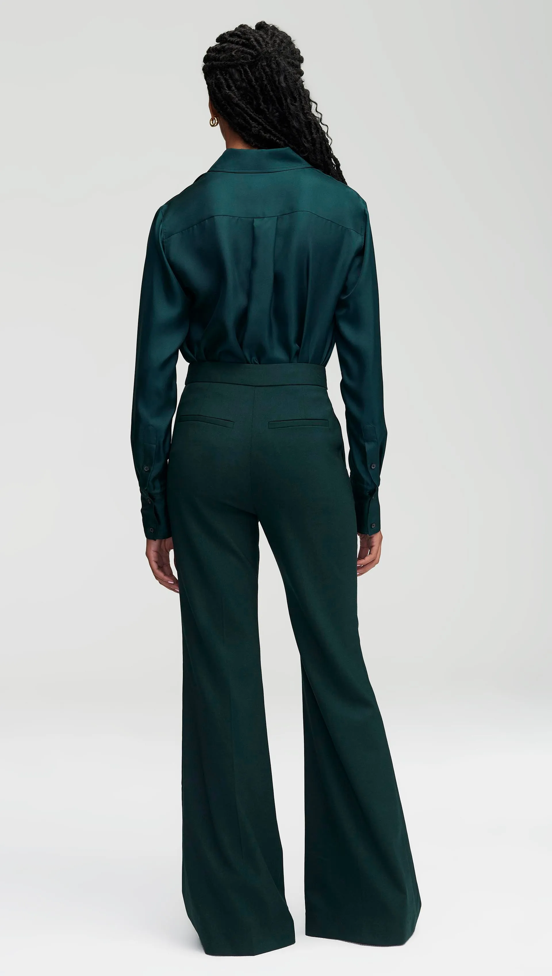 Tailored Flare Trouser in Seasonless Wool | Forest sold by Argent product image thumbnail 4