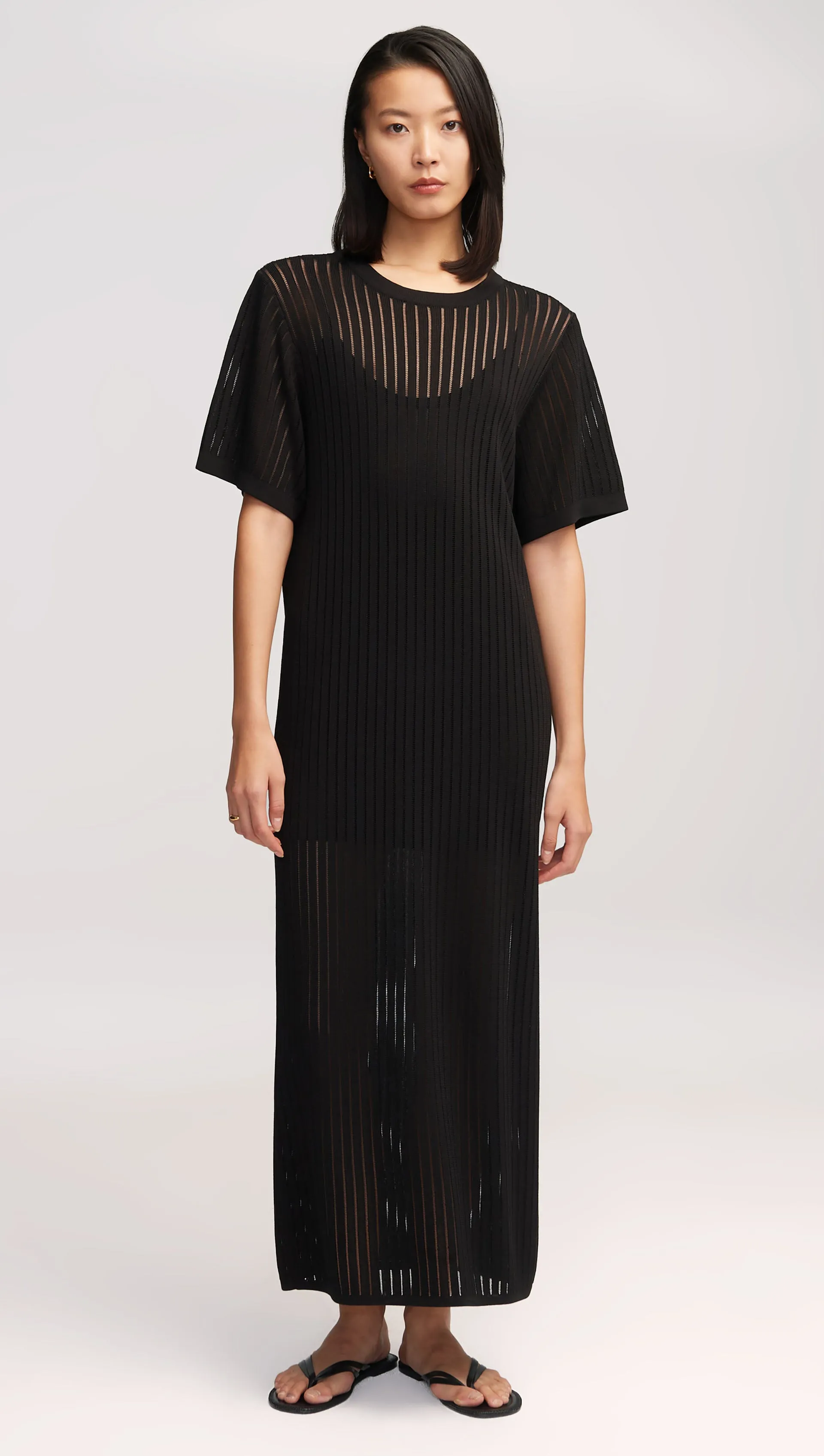 Knit Maxi Dress in Mercerized Cotton | Black sold by Argent
