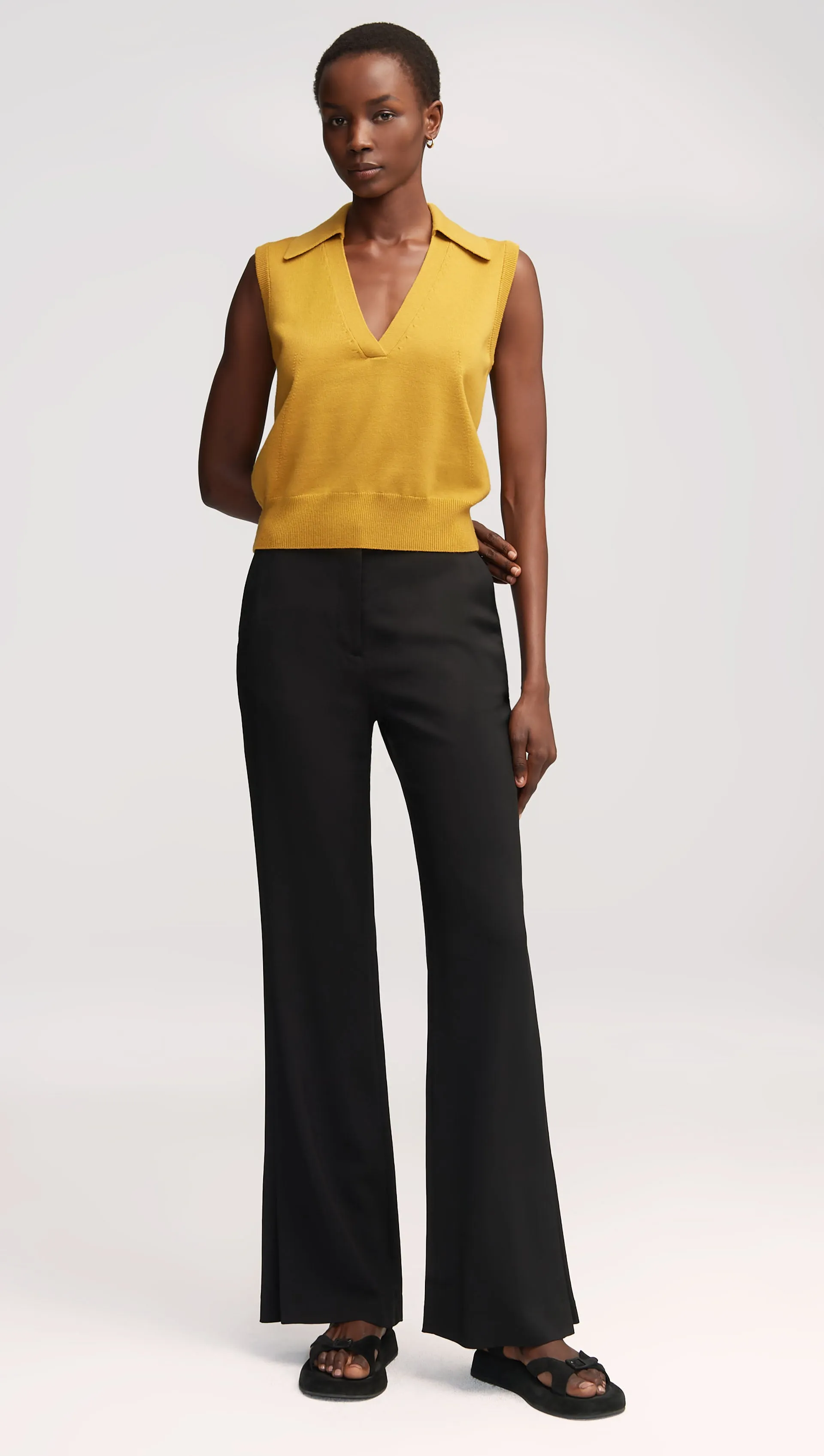 Collared Sleeveless Knit in Merino Wool | Mustard sold by Argent product image thumbnail 3