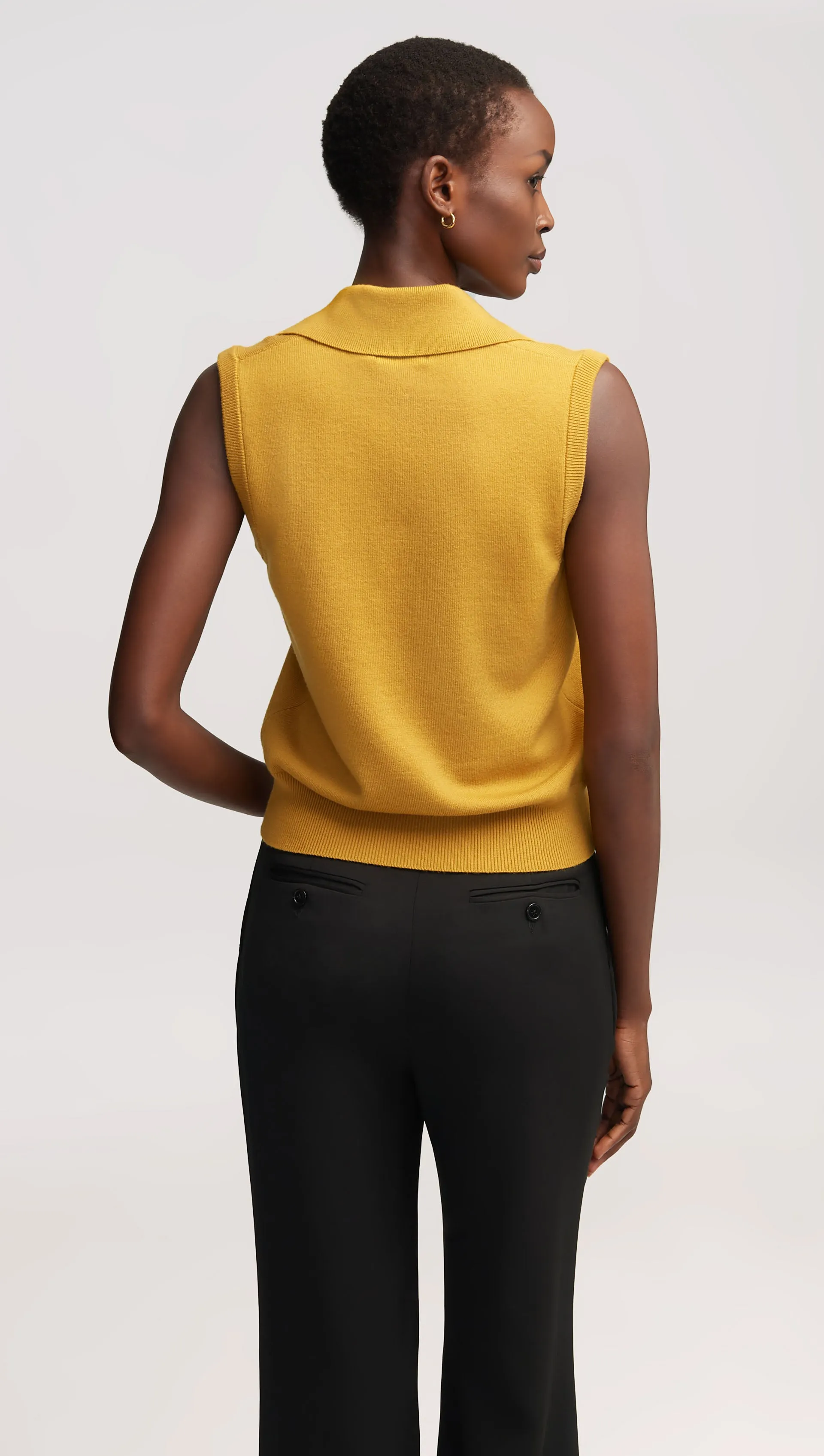 Collared Sleeveless Knit in Merino Wool | Mustard sold by Argent product image thumbnail 4